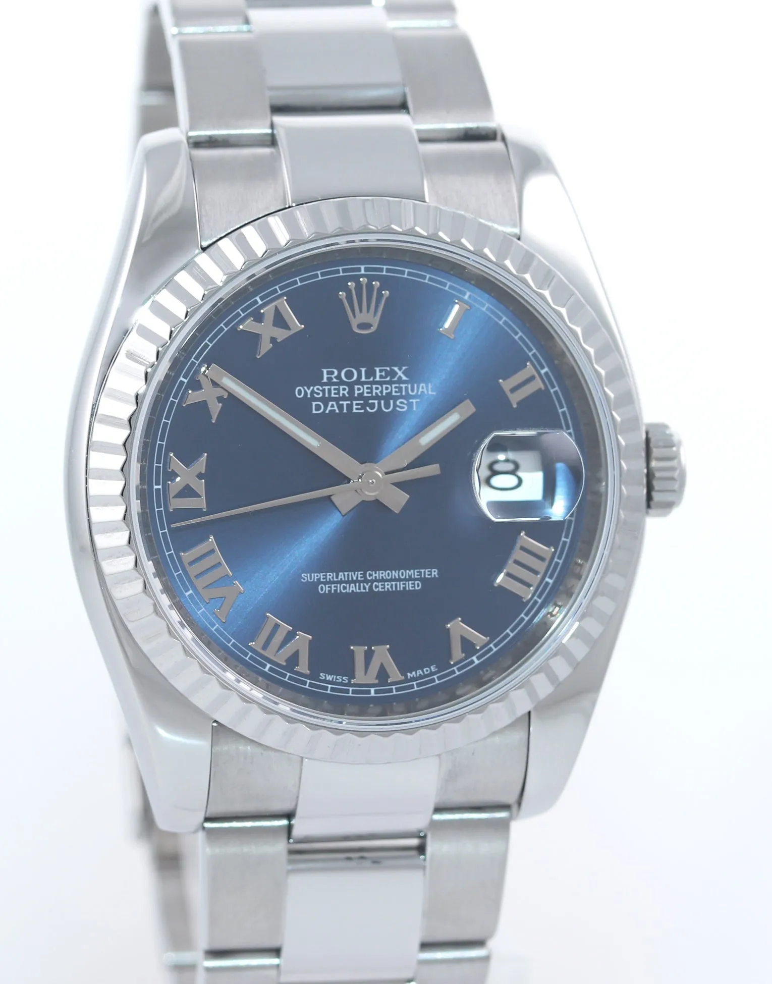 MINT Papers Rolex DateJust Steel Blue Roman Dial 116234 36mm Oyster Watch Box