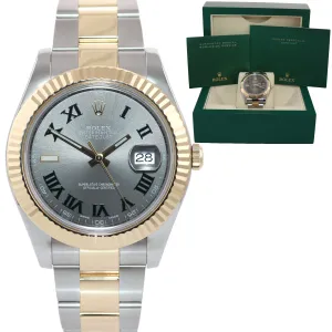 MINT Rolex Datejust 2 Wimbledon Slate Roman116333 Two-Tone Gold Watch Box