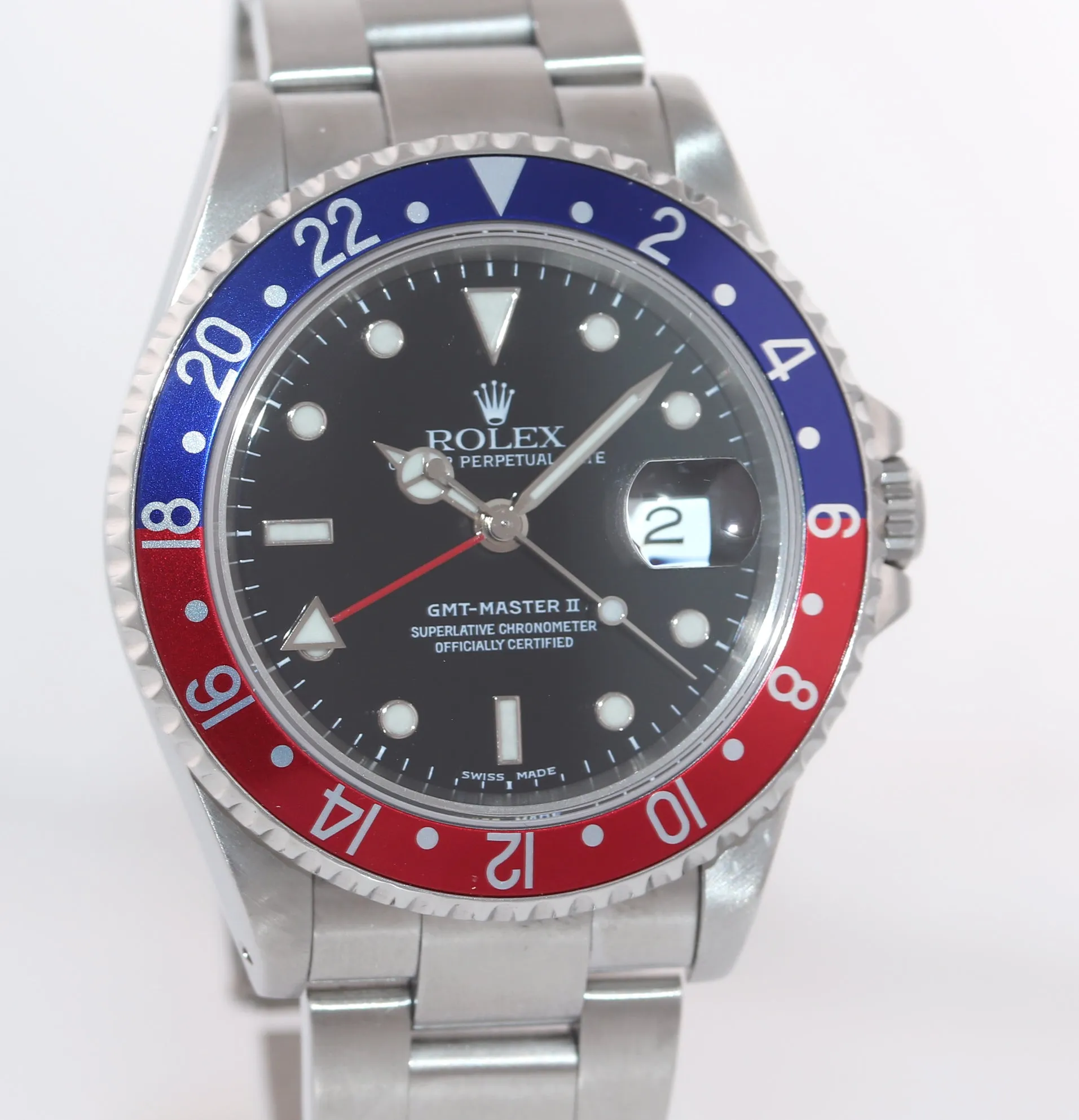 MINT Rolex GMT-Master II Pepsi Steel Blue Red 16710 Watch Box SEL Holes Case