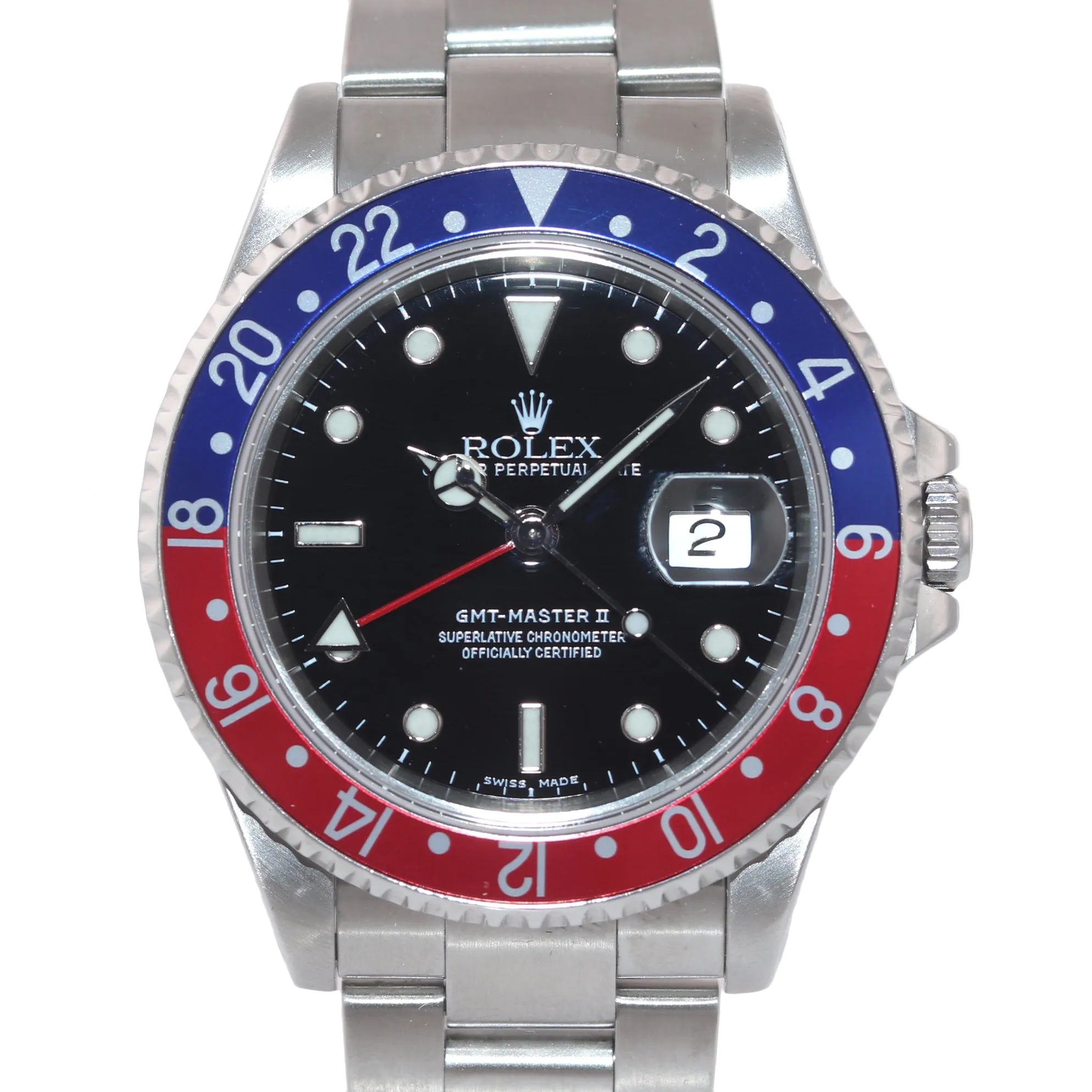 MINT Rolex GMT-Master II Pepsi Steel Blue Red 16710 Watch Box SEL Holes Case