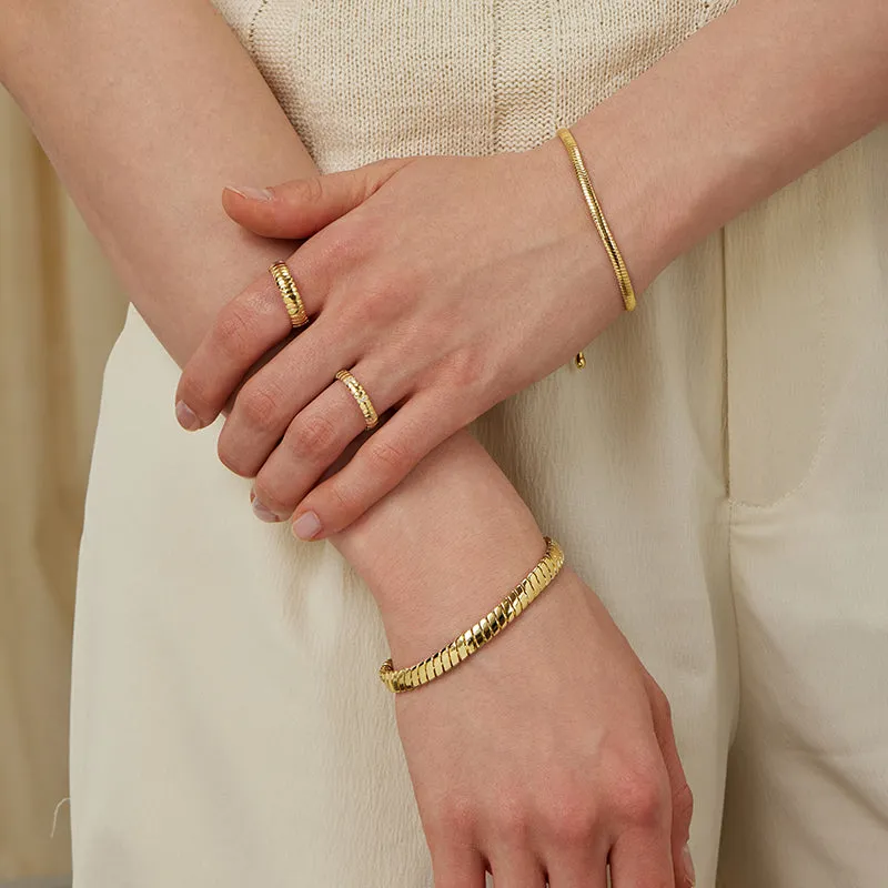 Mix and Match Thin Snake Chain Pattern Open Ring