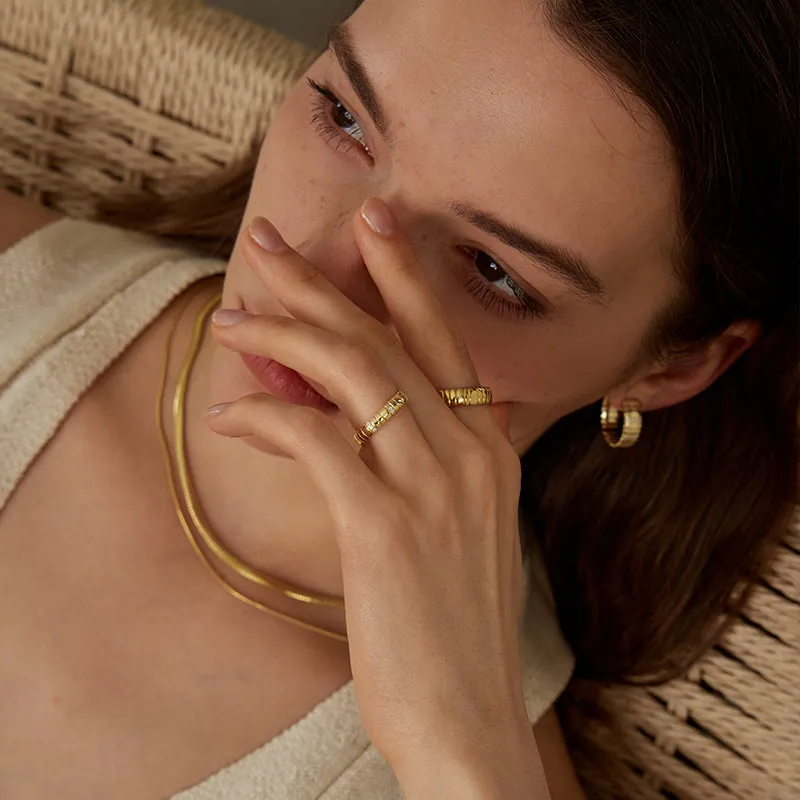 Mix and Match Thin Snake Chain Pattern Open Ring