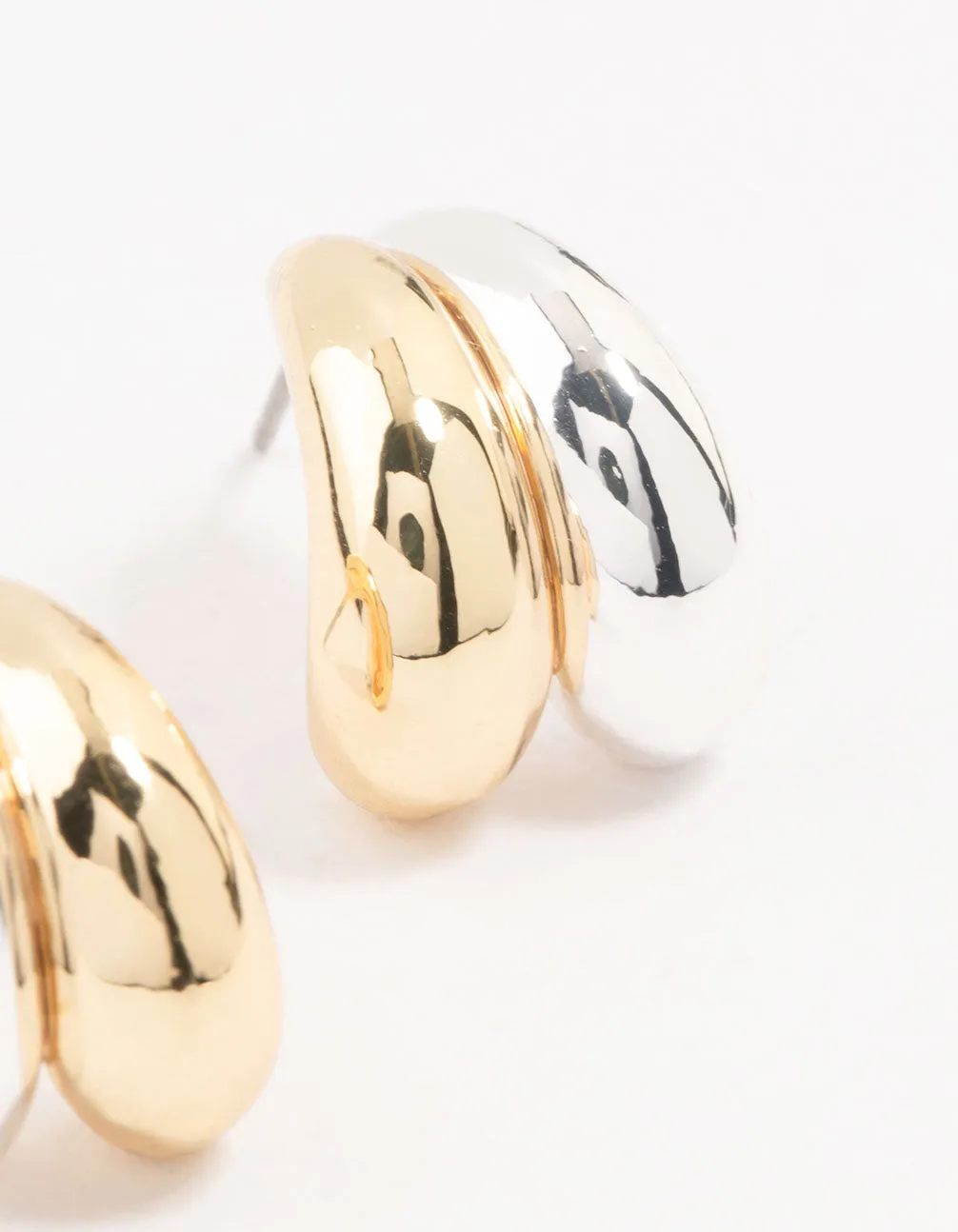 Mixed Metal Double Bubble Hoop Earrings