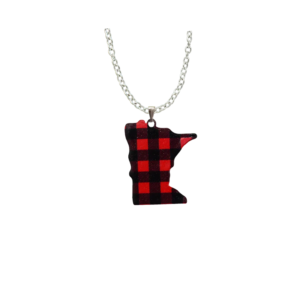 MN Lumberjack Plaid Large Necklace 4597X