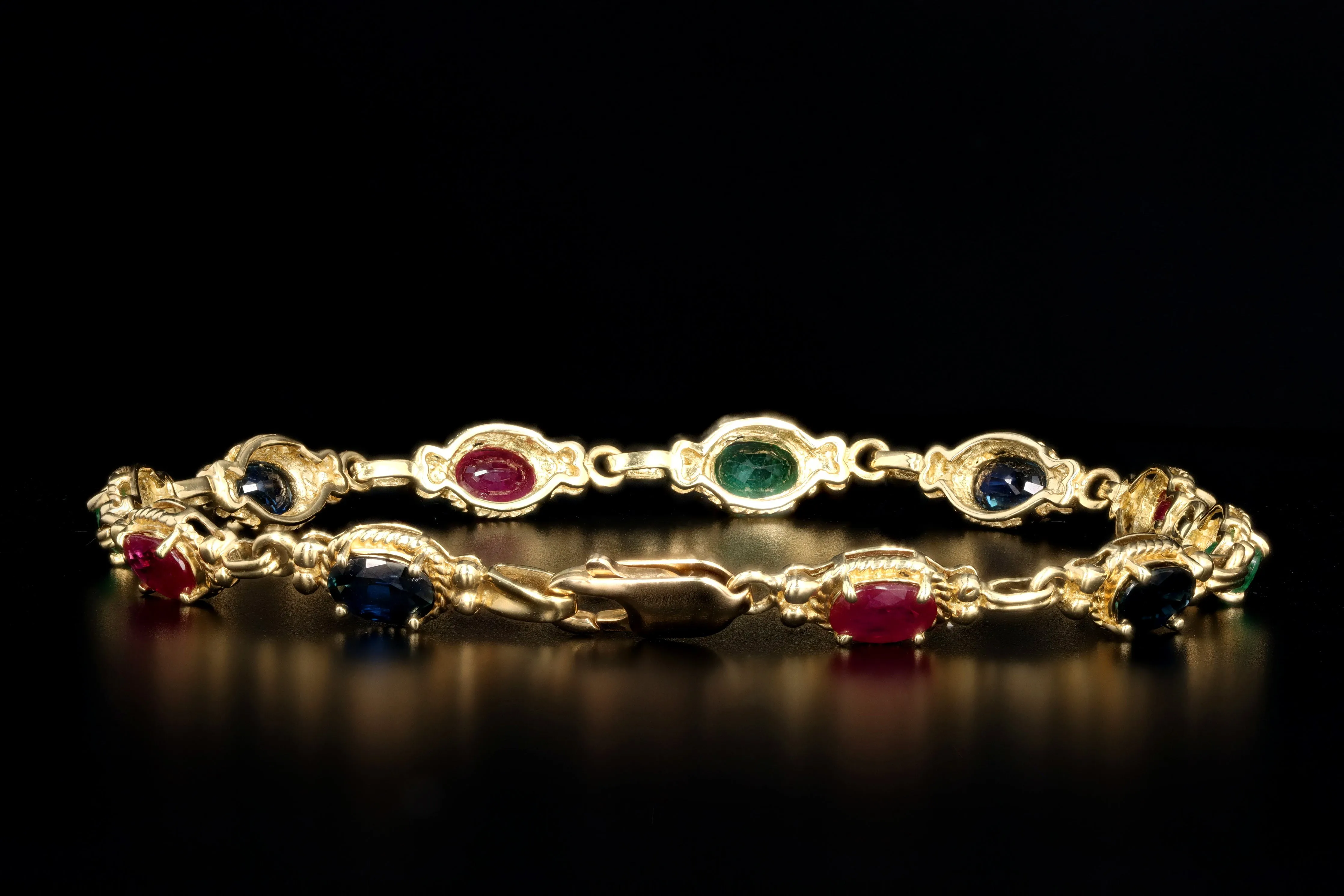 Modern 14K Yellow Gold 5.1 Carat Multi Gemstone Bracelet