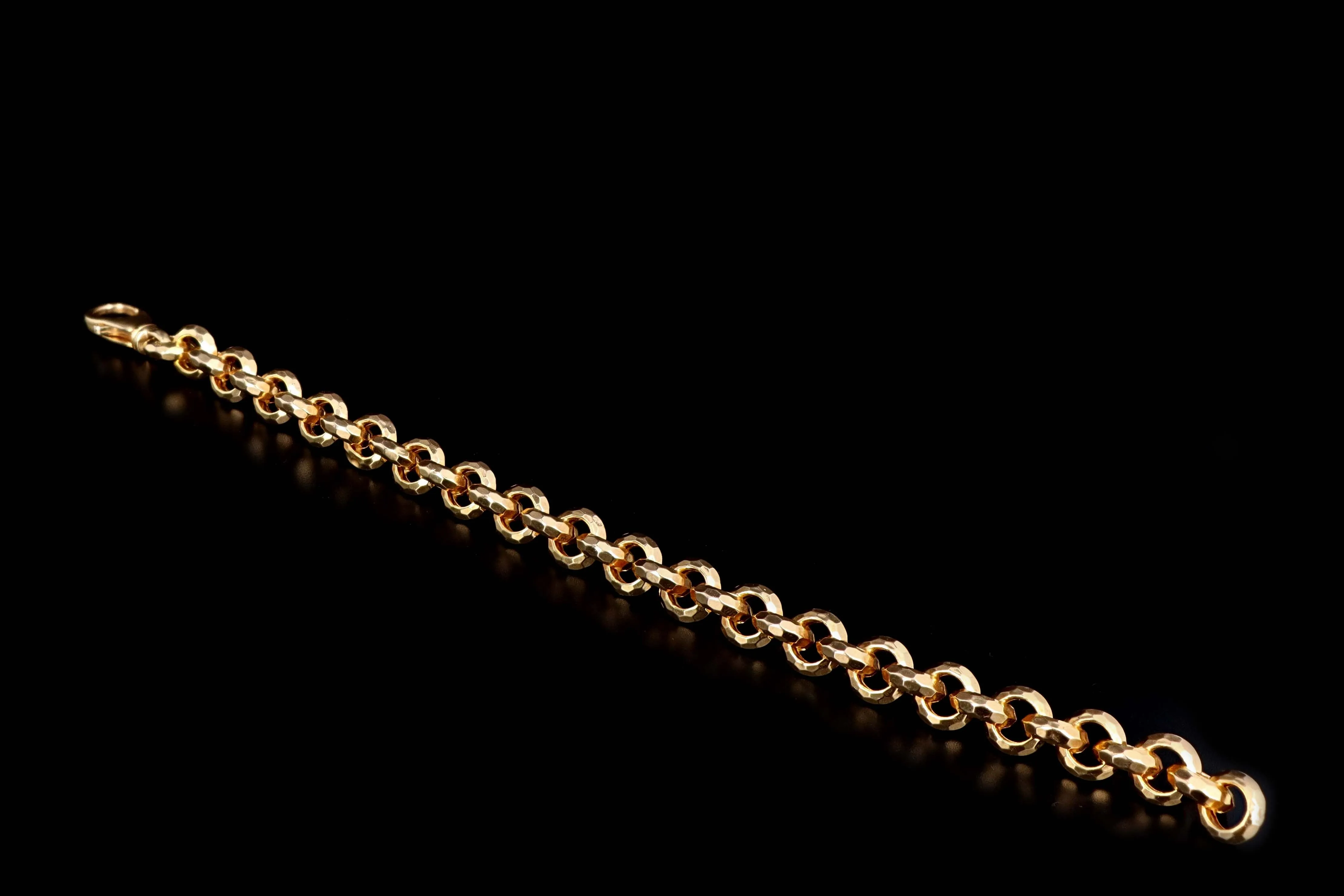 Modern 14K Yellow Gold Hammered Link Bracelet