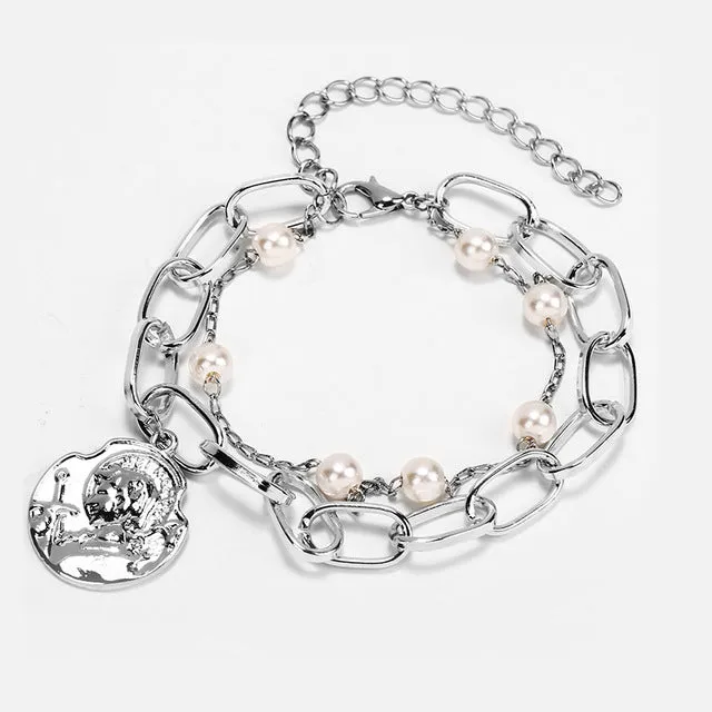 Modyle 6 Pcs/Set Bohemian Tassel Beads Charm Bracelets Set For Women Girls Fashion Pineapple Heart Geometric Bracelet Jewelry