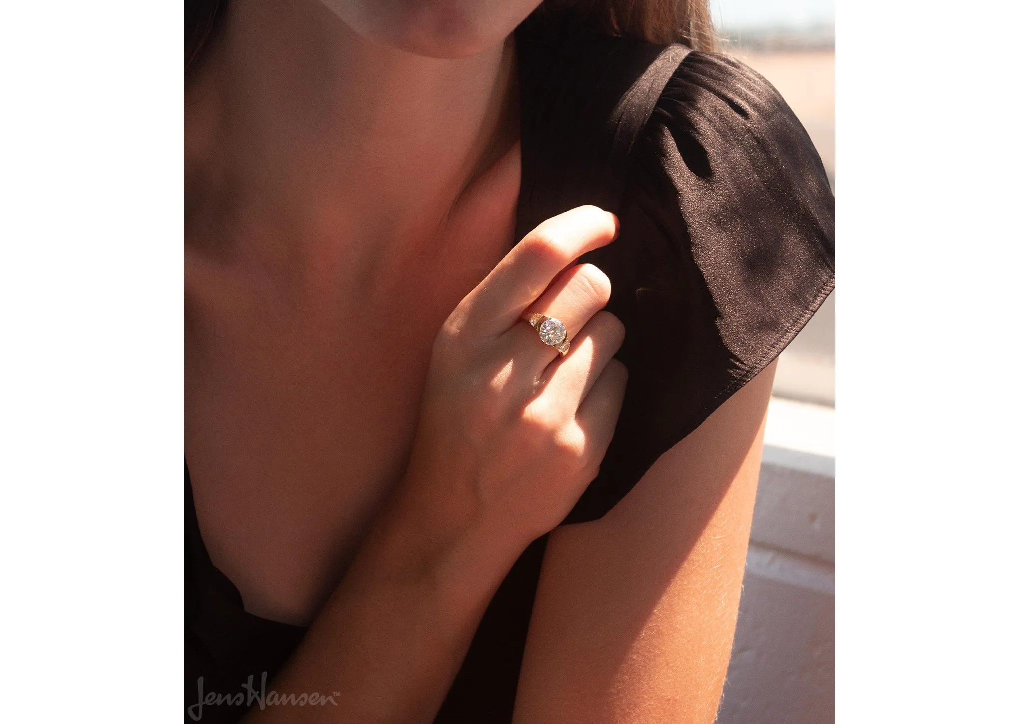 Moon Fire Engagement Ring, Yellow Gold