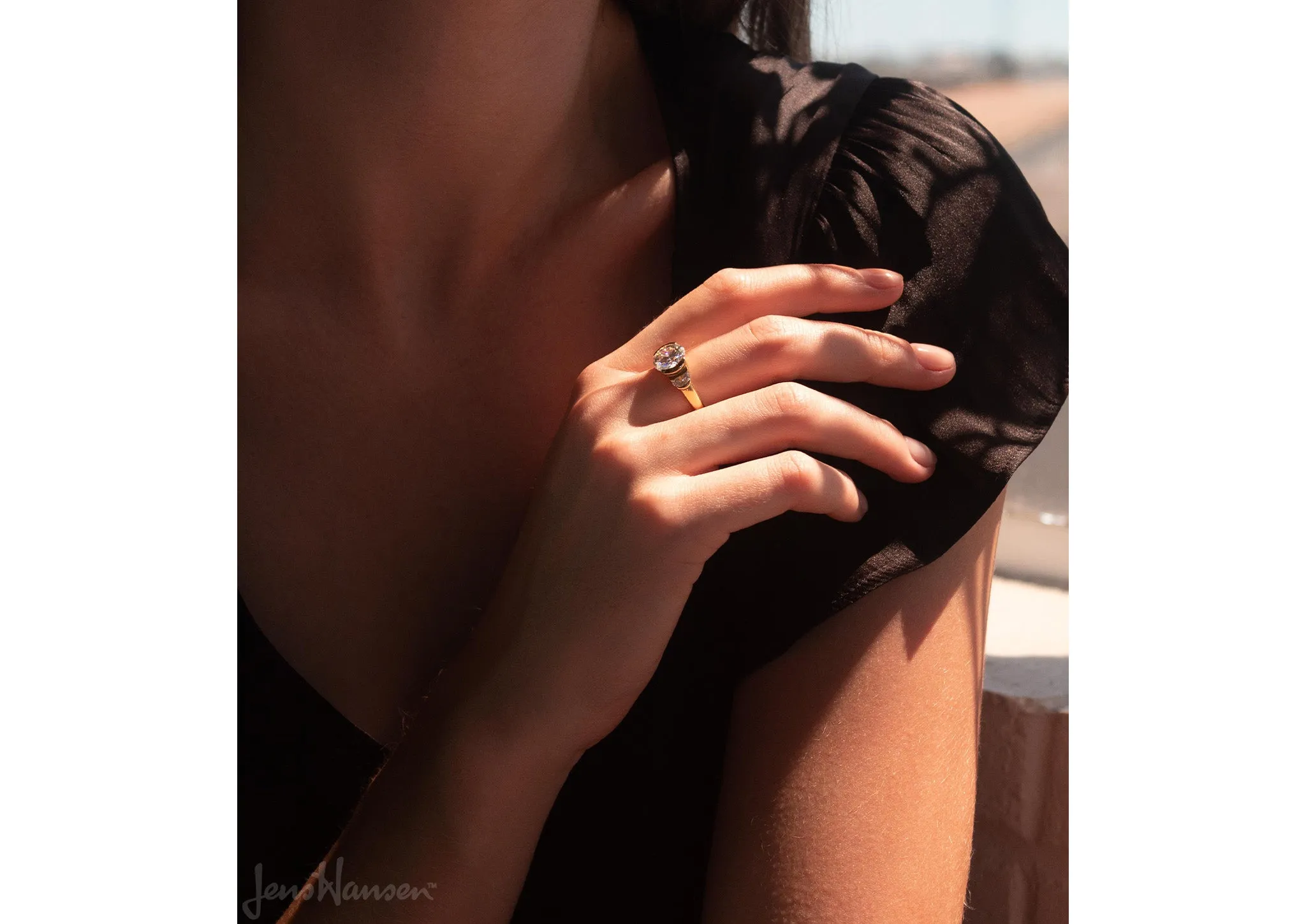 Moon Fire Engagement Ring, Yellow Gold