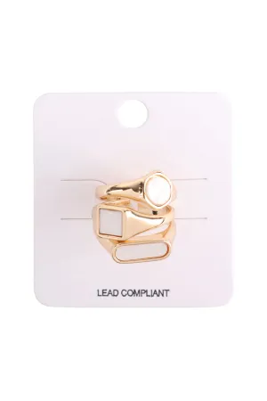 MOP 3PCS GEOMETRIC SHAPE RING SET