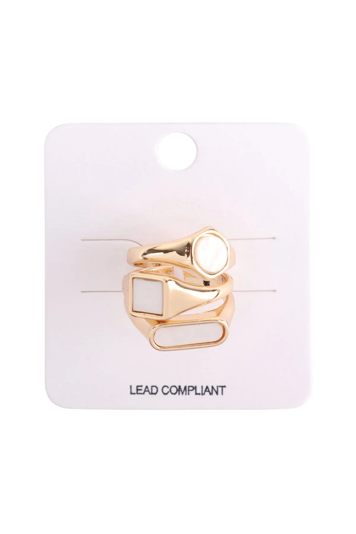 MOP 3PCS GEOMETRIC SHAPE RING SET