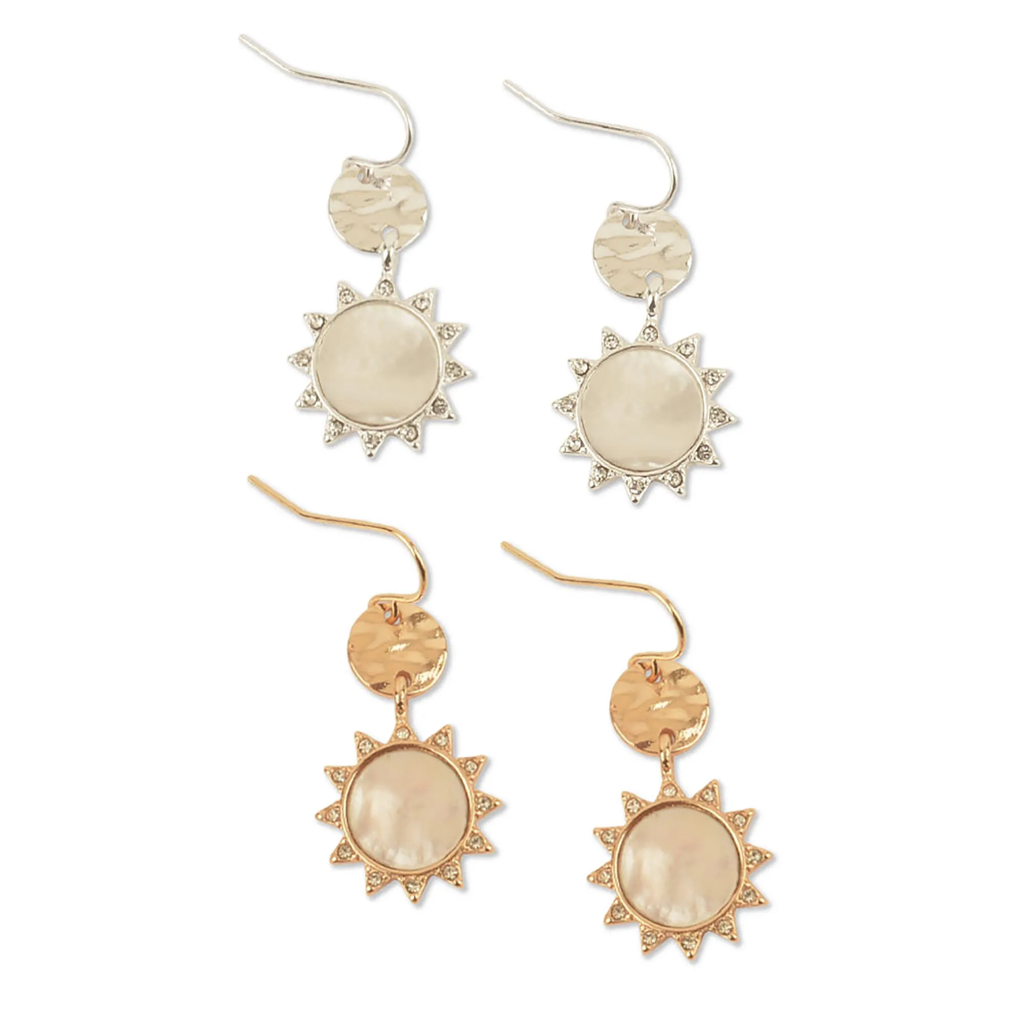 Mother Of Pearl Crystal Sun Drop Earrings