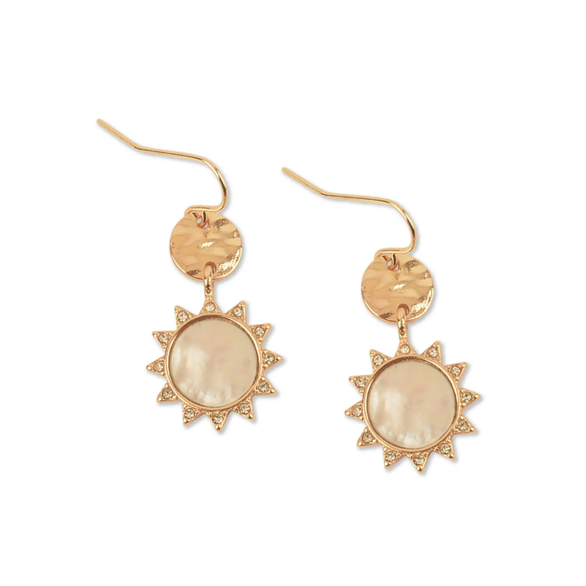 Mother Of Pearl Crystal Sun Drop Earrings
