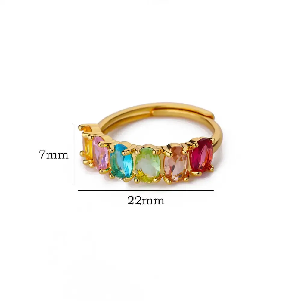 Multicolor Zircon Rings for Women - Gold Color Stainless Steel