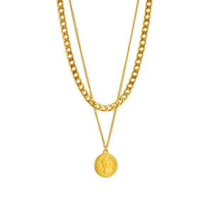 Multilayer Portrait Coin Pendant Necklace