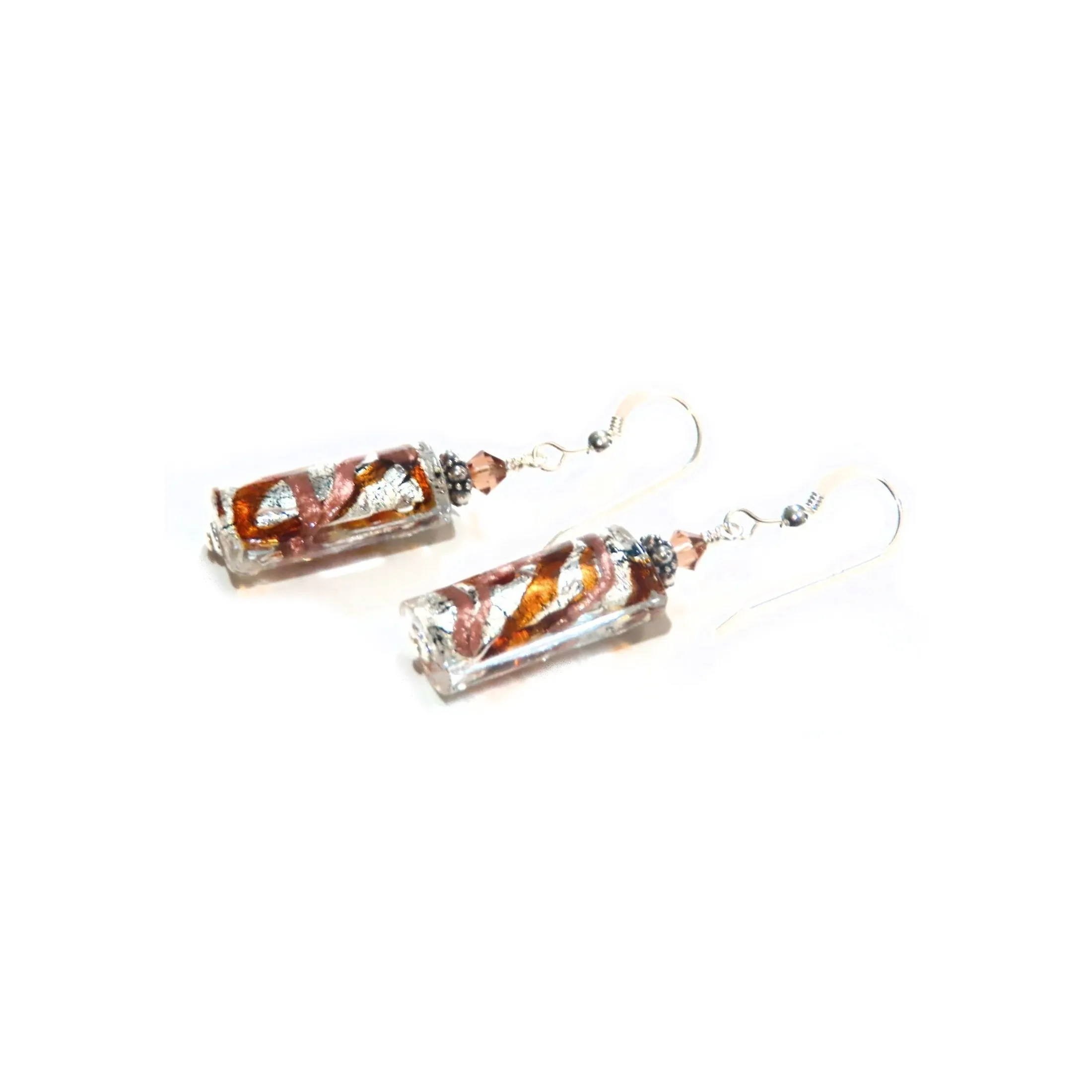 Murano Glass Monet Topaz Rectangle Sterling Silver Earrings