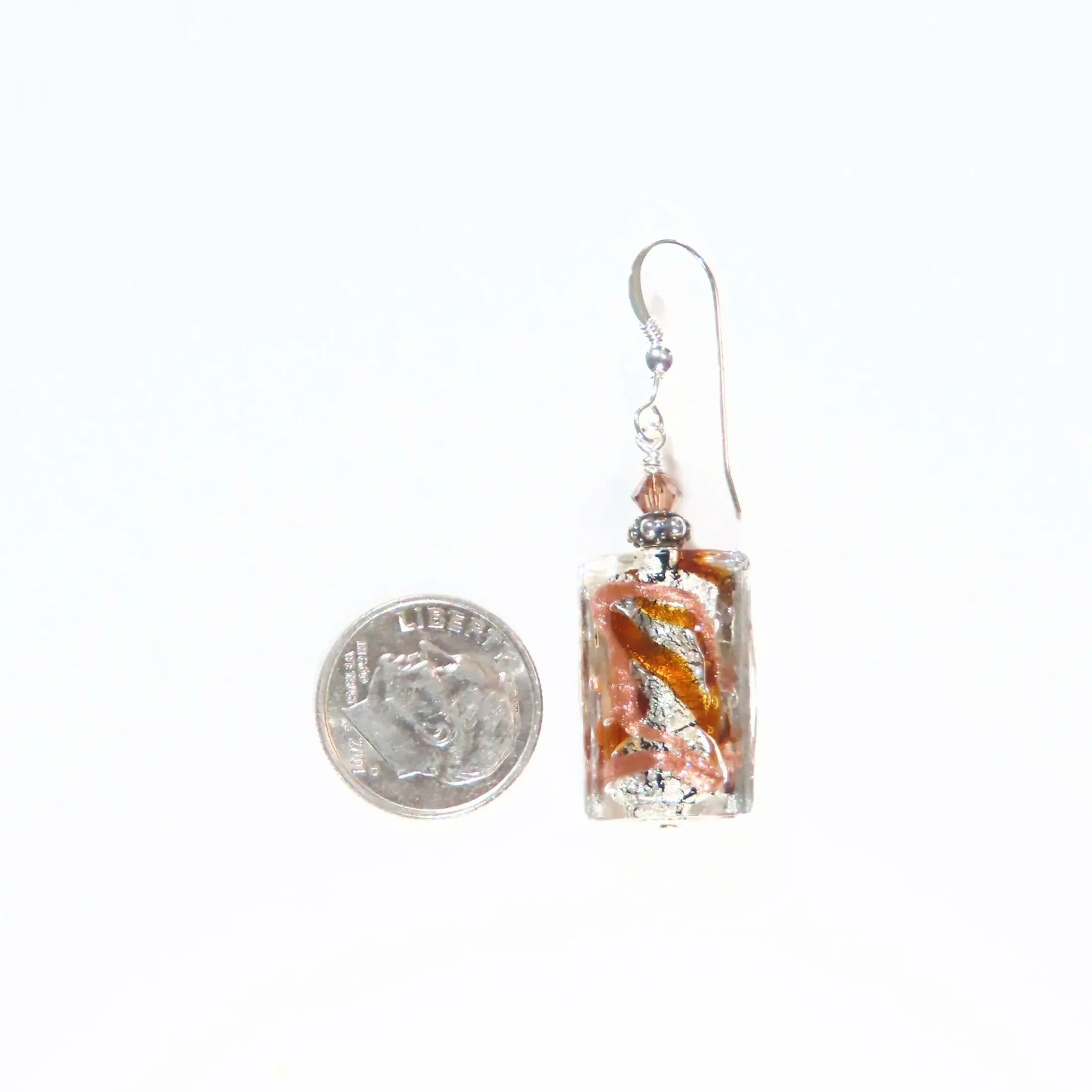 Murano Glass Monet Topaz Rectangle Sterling Silver Earrings
