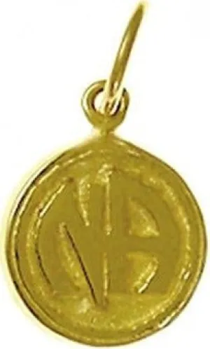 N11. NA Textured Coin Style Pendant.  14KT Gold.