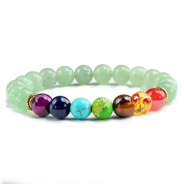 Natural Stone Tiger Eye 7 Chakra Bracelets & Bangles Yoga Balance Beads Buddha Prayer Elastic Bracelet Men pulseira masculina