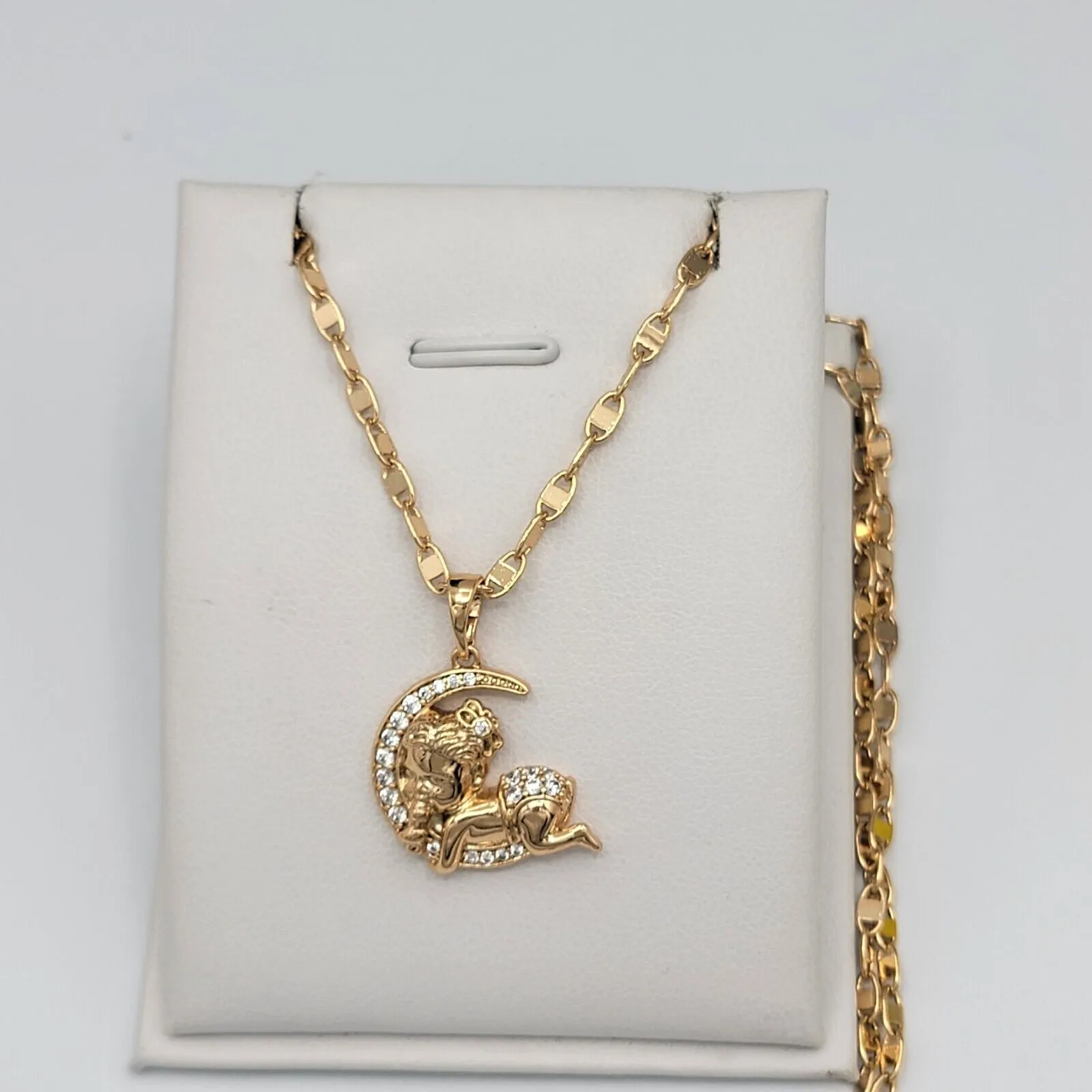 Necklaces - 18K Gold Plated. My Sweet Baby Girl Dream Moon Pendant & Chain.