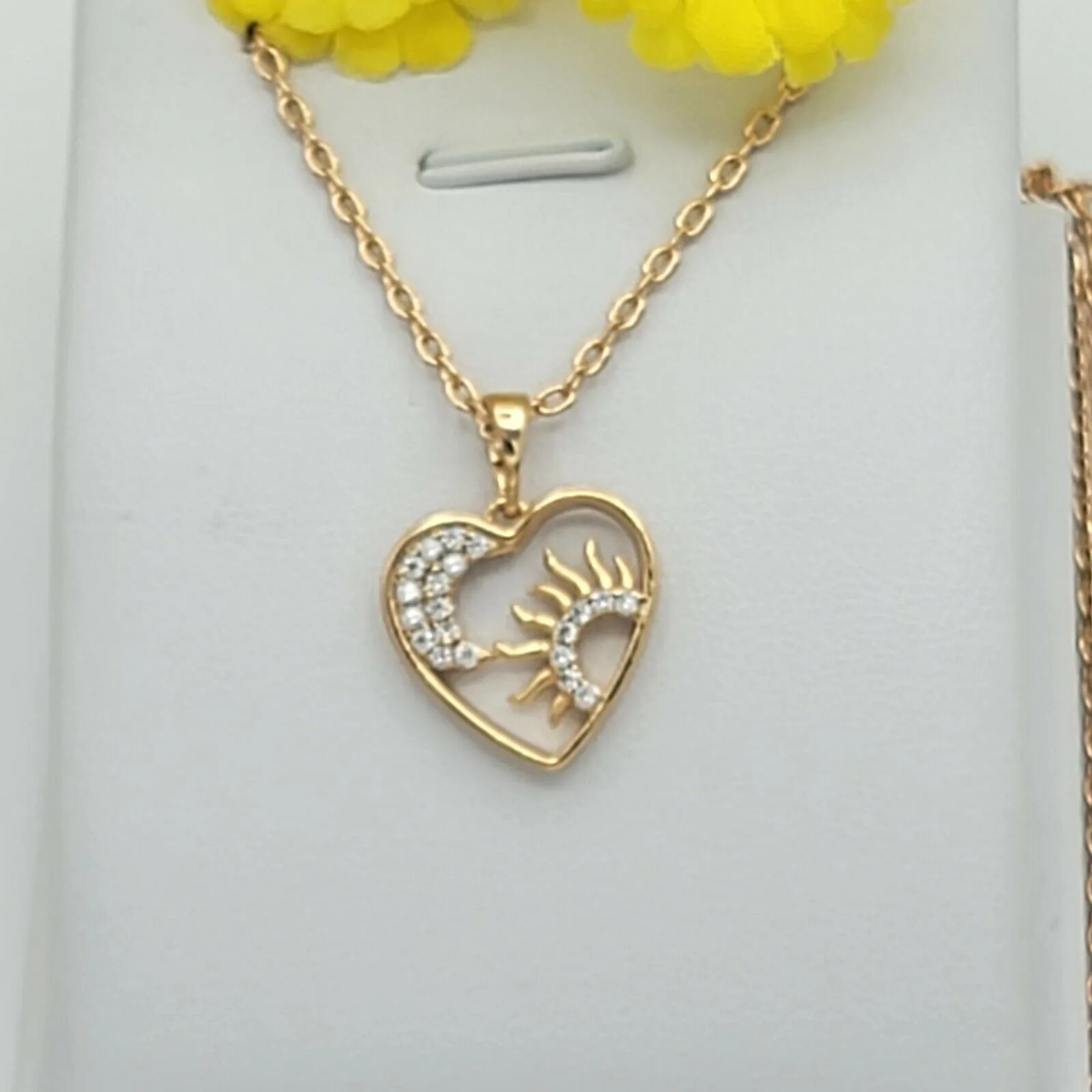 Necklaces - 18K Gold Plated. Sun and Moon Celestial Pendant & Chain,