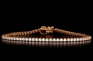 New 14K Rose Gold 1.49 Carat Round Brilliant Diamond Tennis Bracelet