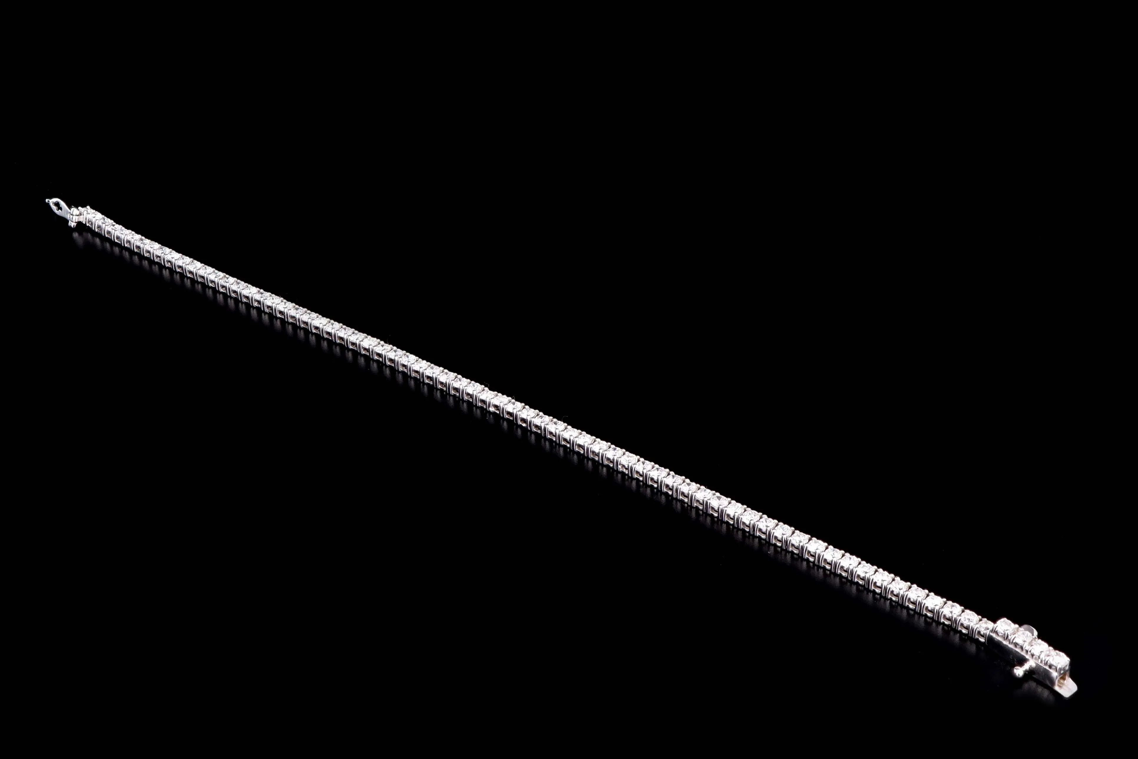 New 14K White Gold 3.25 Carat Round Brilliant Cut Diamond Tennis Bracelet