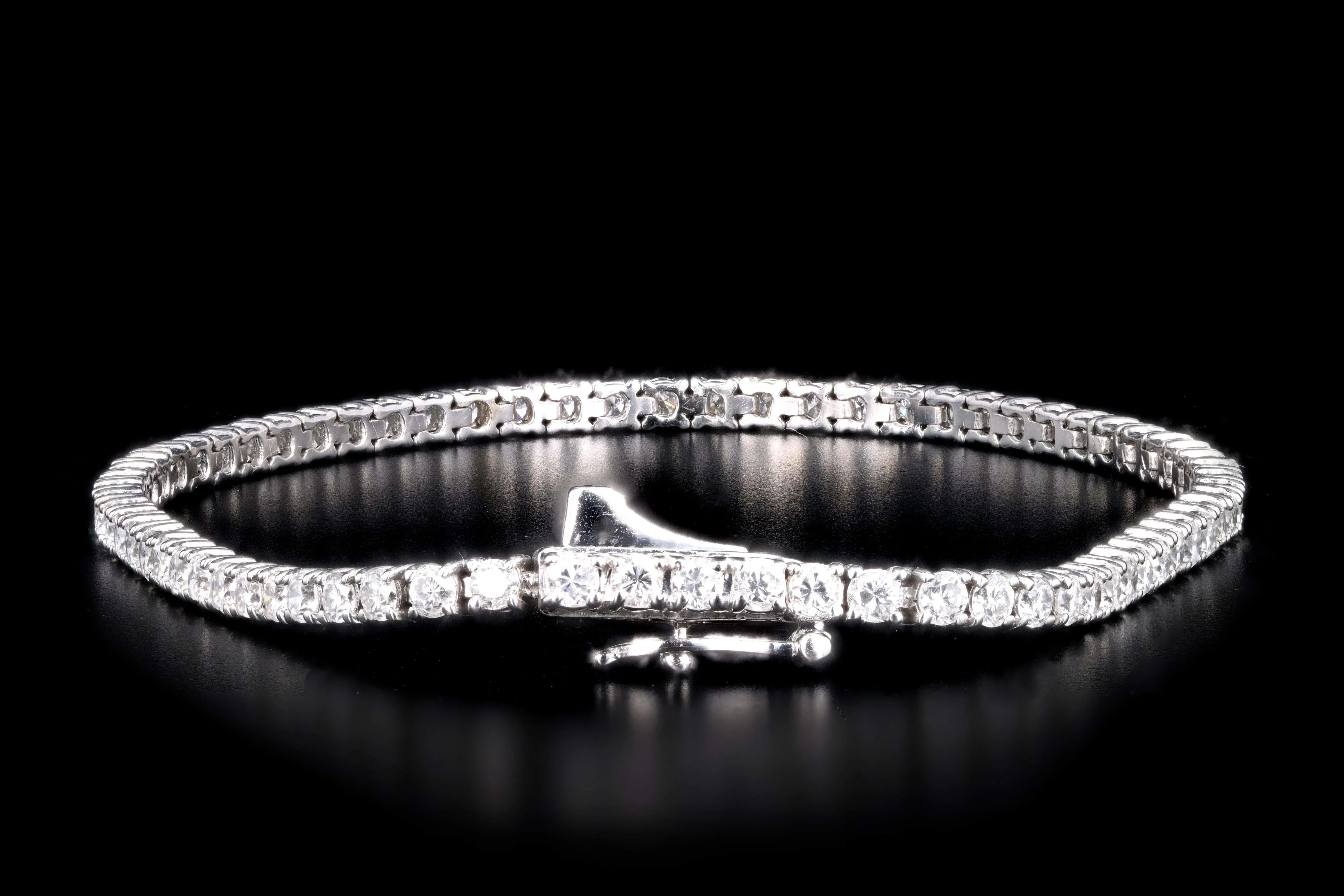 New 14K White Gold 3.25 Carat Round Brilliant Cut Diamond Tennis Bracelet