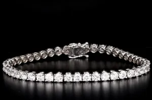 New 14K White Gold 7.73 Carat Total Weight Diamond Tennis Bracelet