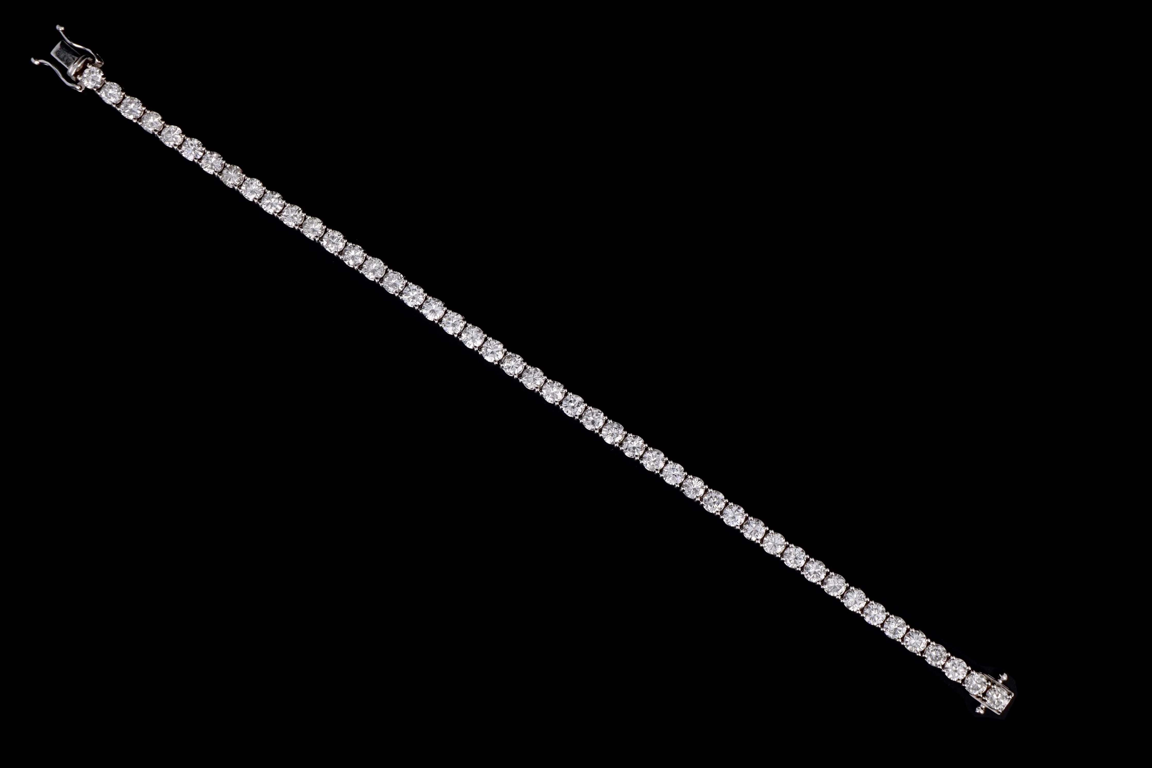 New 14K White Gold 7.73 Carat Total Weight Diamond Tennis Bracelet