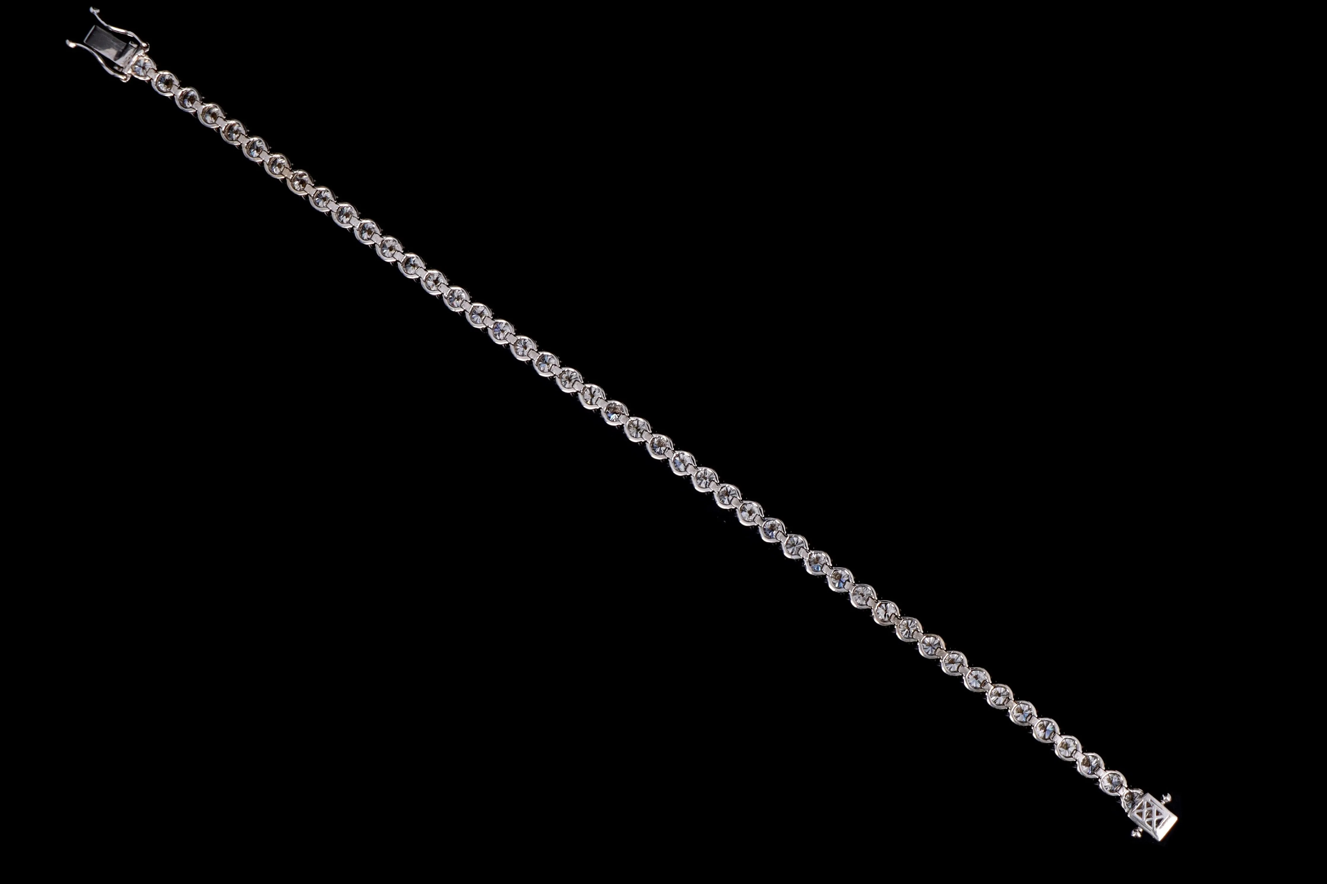New 14K White Gold 7.73 Carat Total Weight Diamond Tennis Bracelet