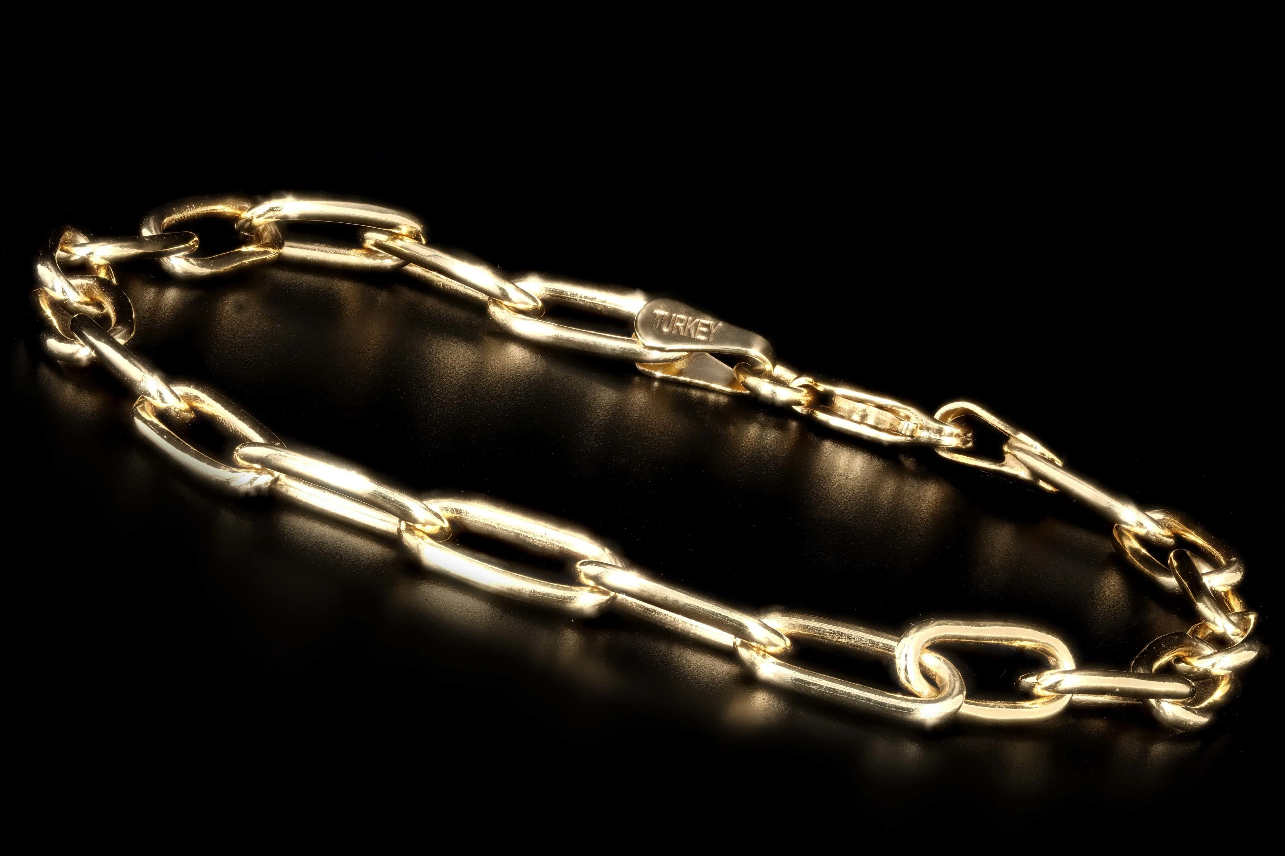 New Solid 14K Yellow Gold Paperclip Chain Bracelet