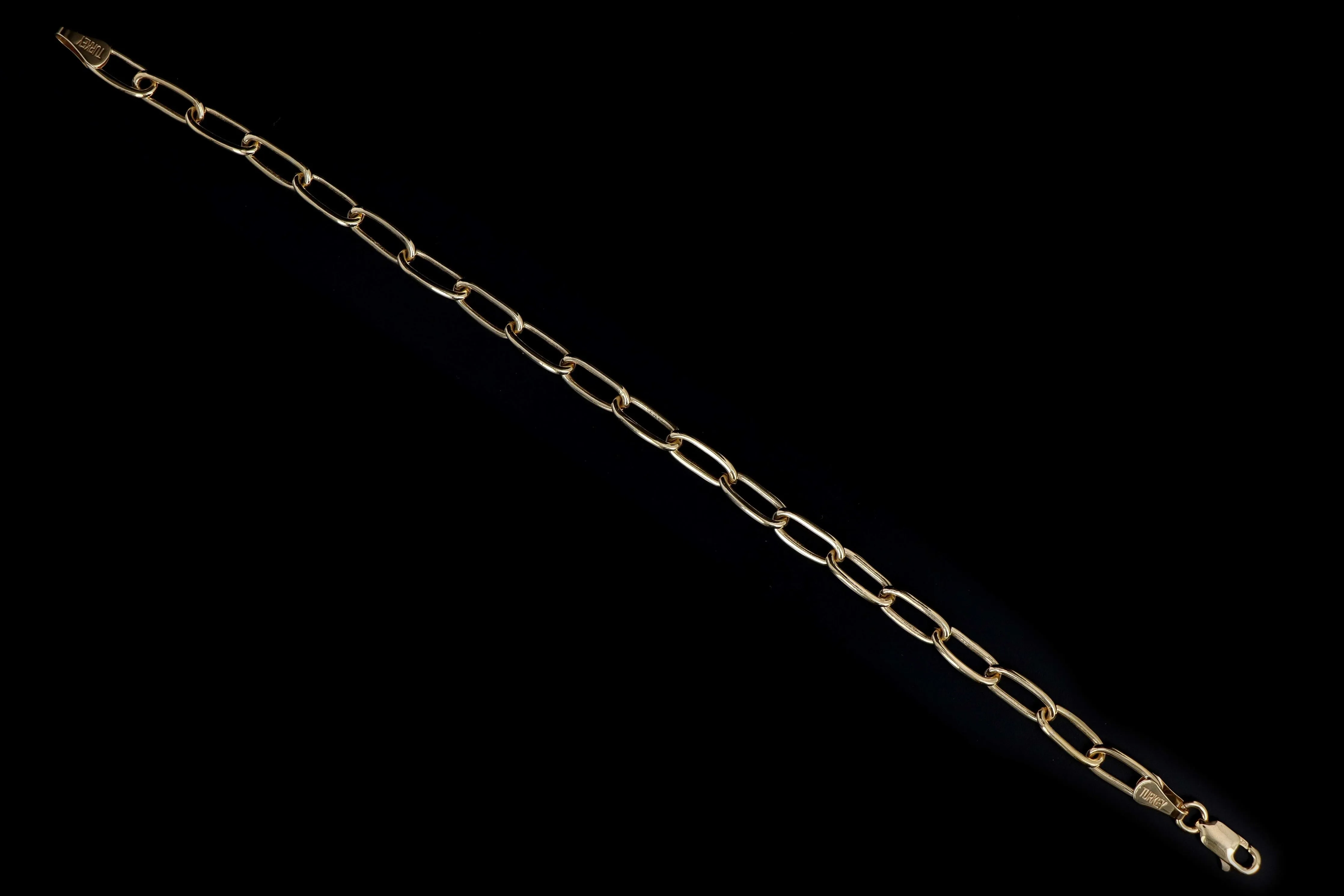 New Solid 14K Yellow Gold Paperclip Chain Bracelet