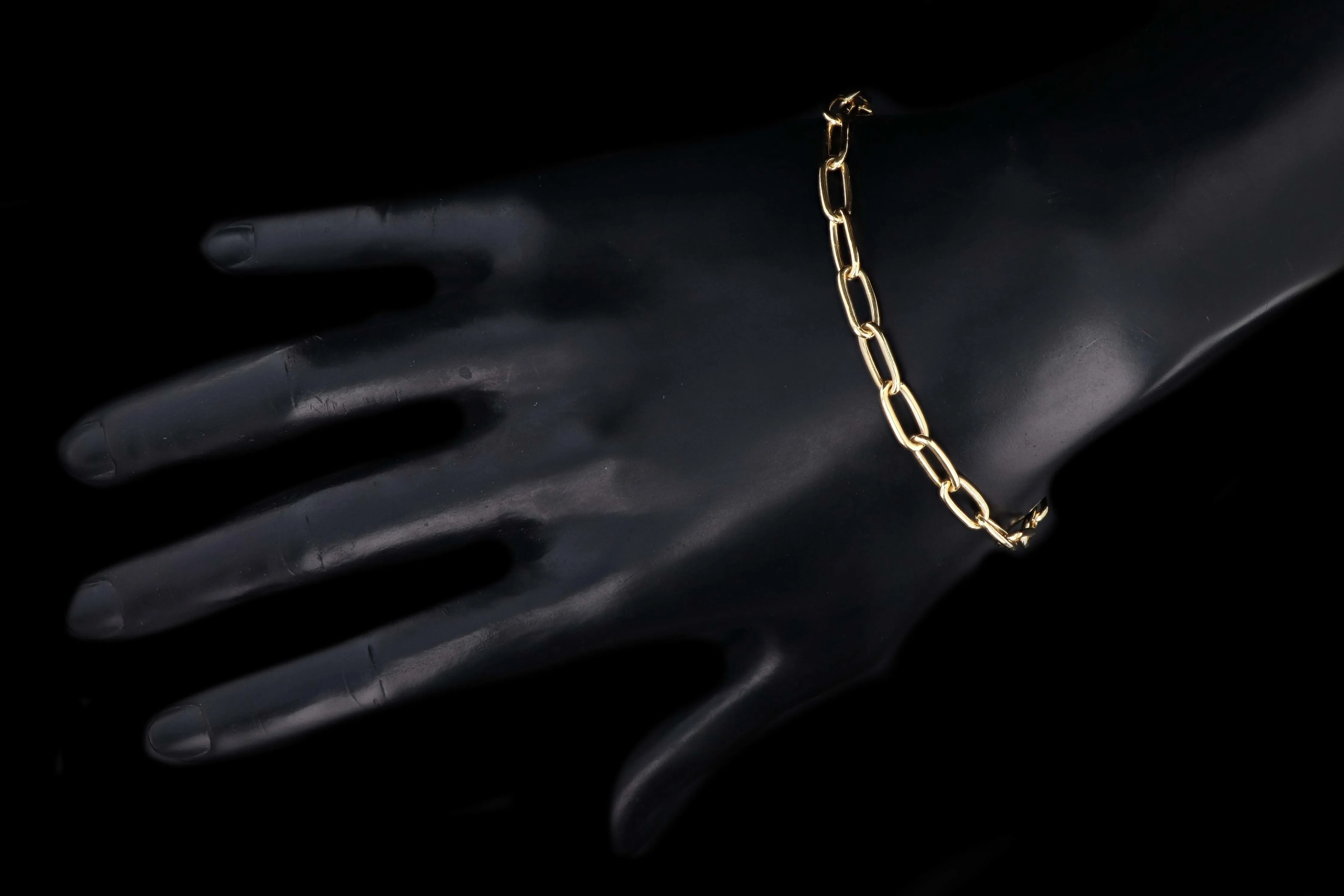 New Solid 14K Yellow Gold Paperclip Chain Bracelet