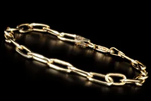 New Solid 14K Yellow Gold Paperclip Chain Bracelet