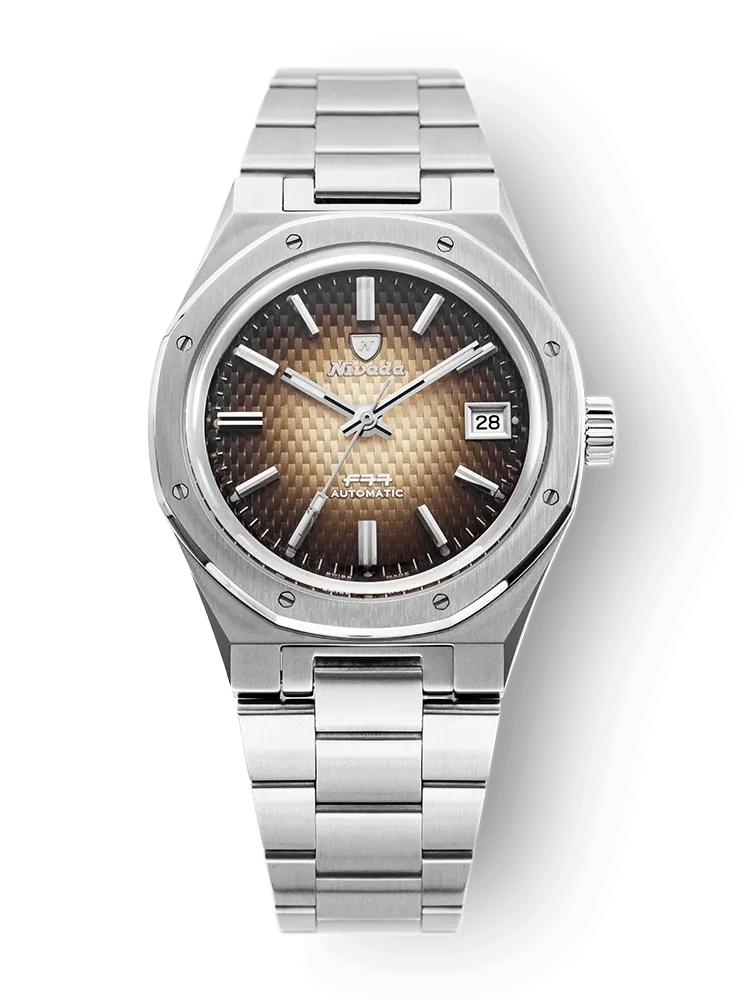 Nivada Grenchen F77 Brown Smoked with Date Men's Automatic Watch