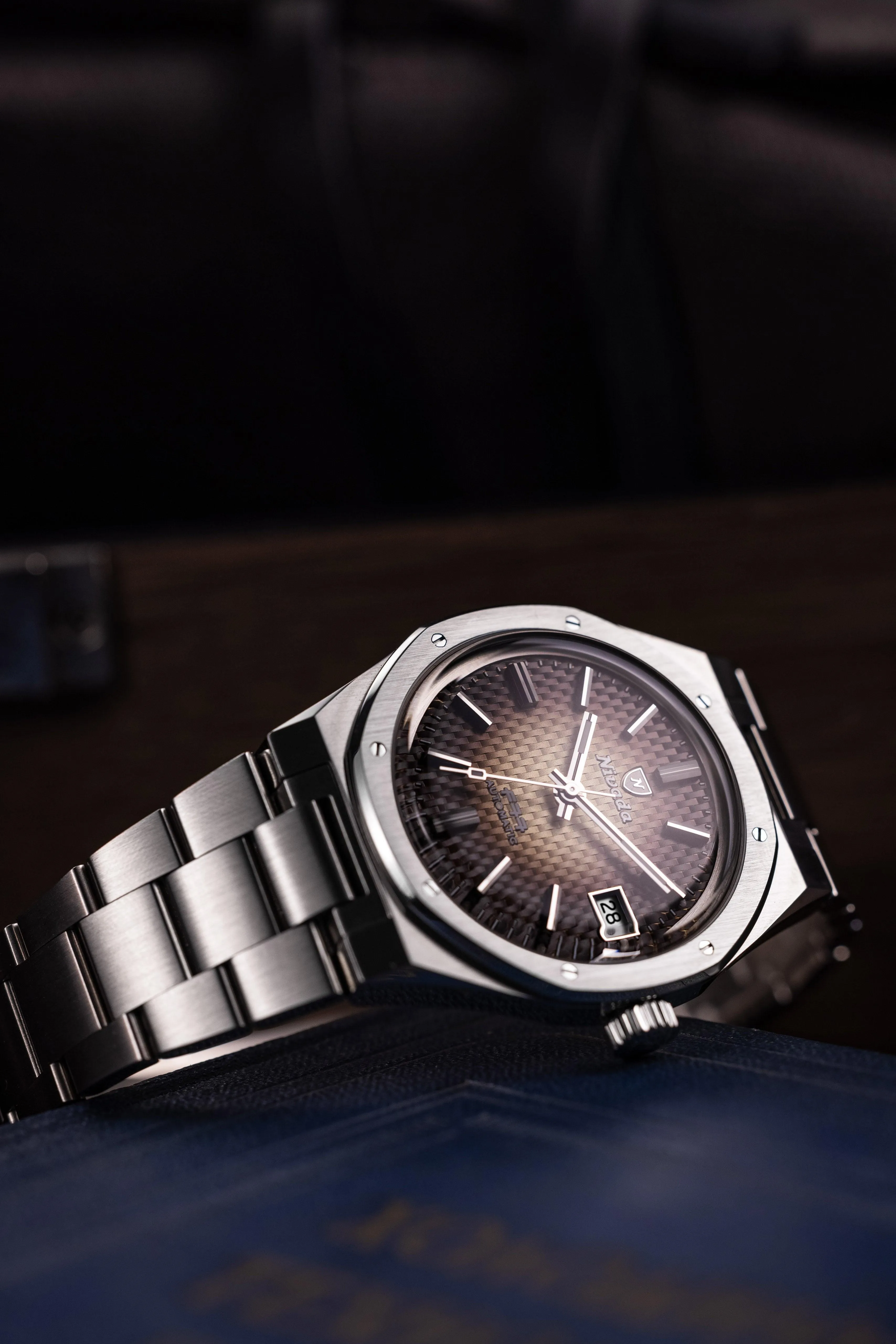 Nivada Grenchen F77 Brown Smoked with Date Men's Automatic Watch