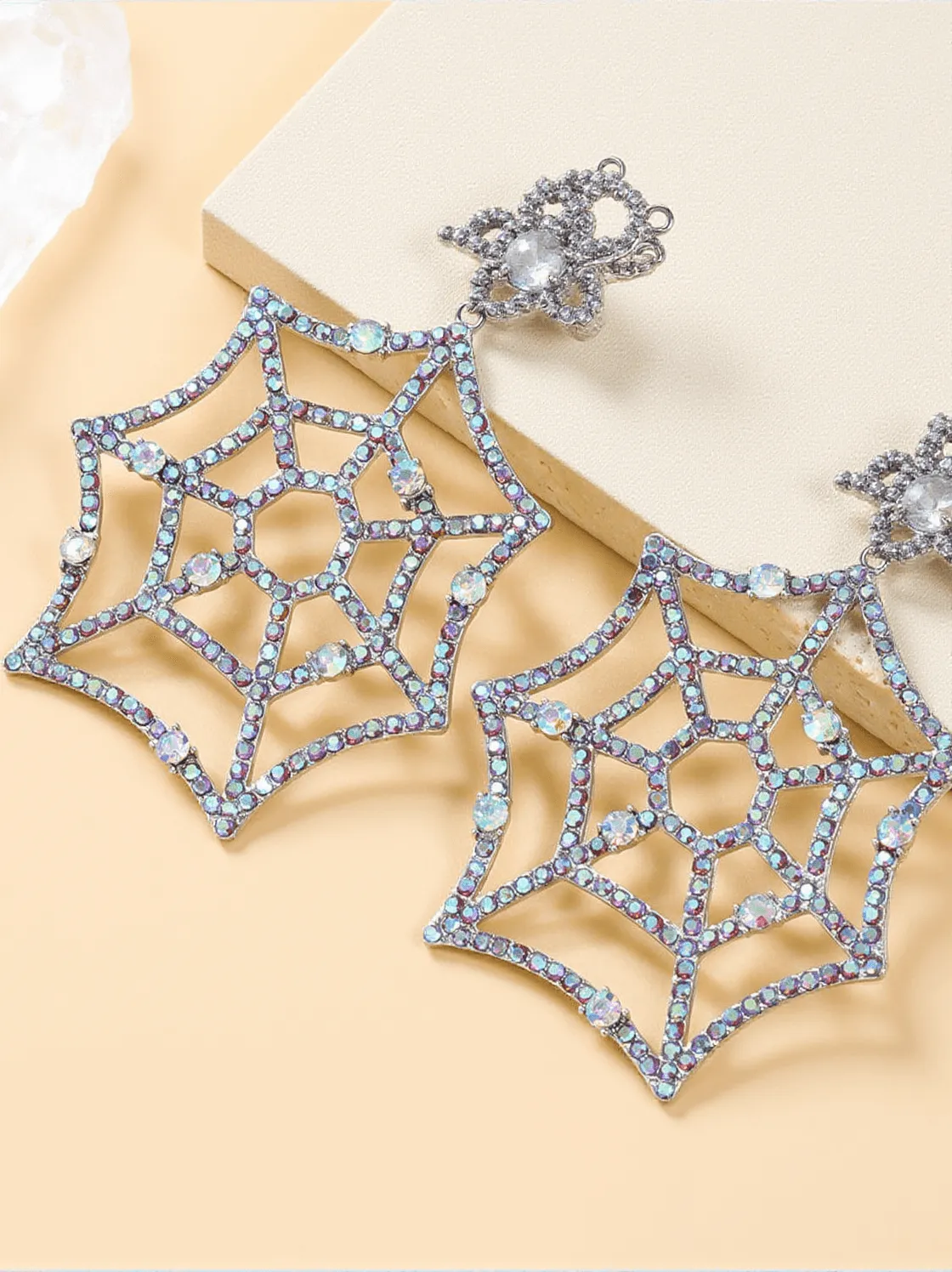 Octavia Cobweb Rhinestone Earrings