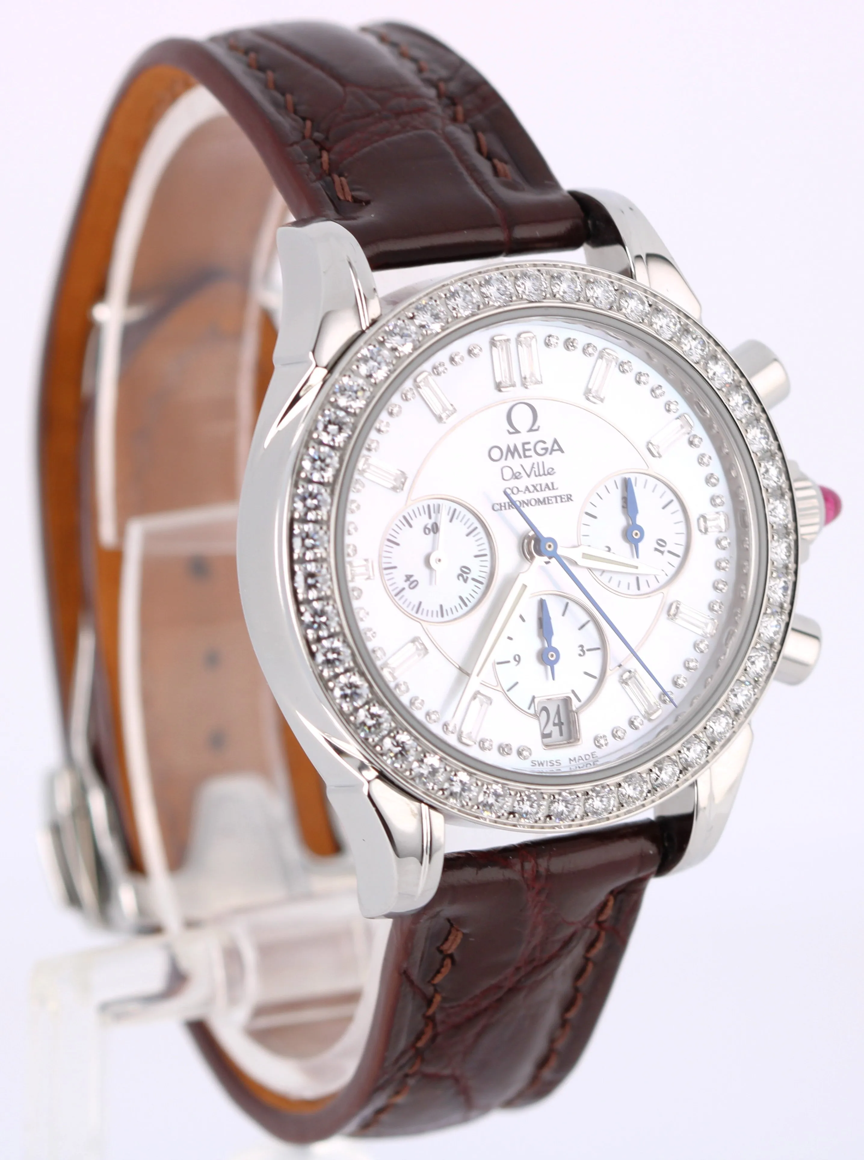 Omega De Ville Chronograph Steel DIAMOND Mother of Pearl 35mm 4874.75.36 Watch