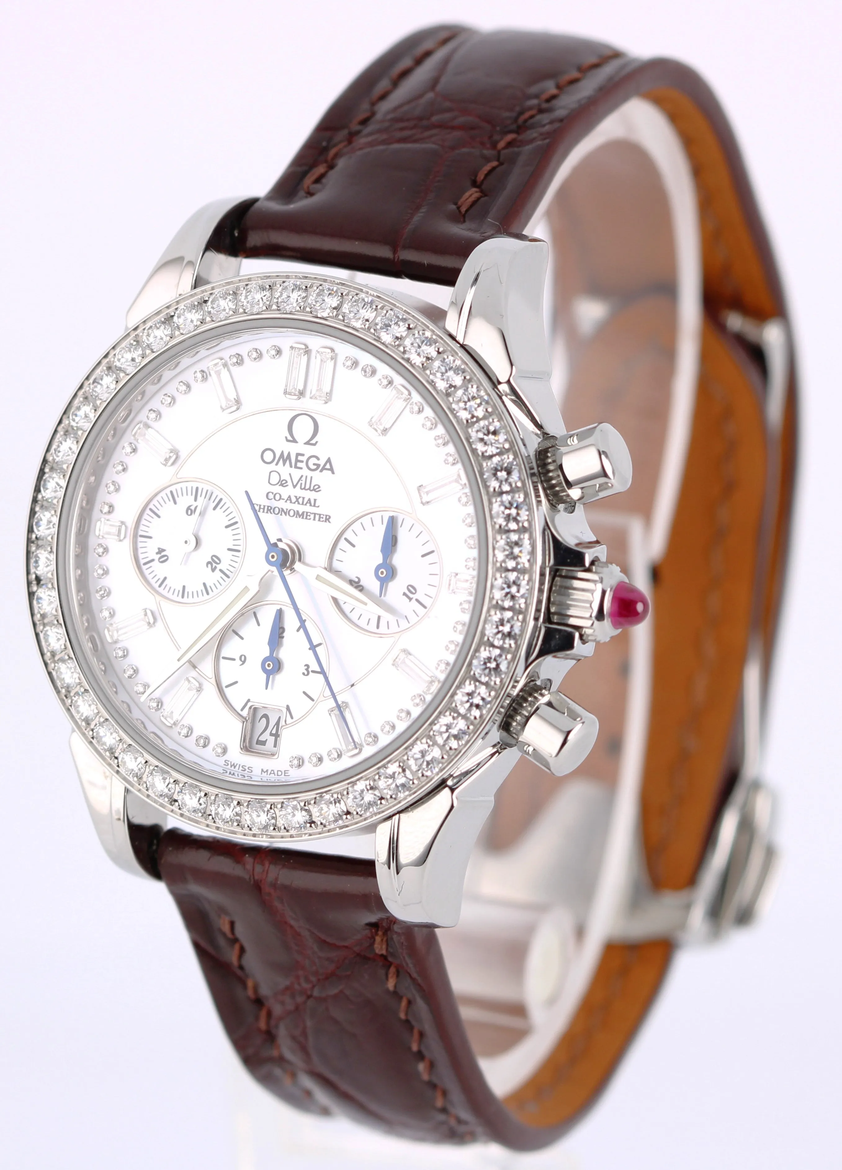 Omega De Ville Chronograph Steel DIAMOND Mother of Pearl 35mm 4874.75.36 Watch