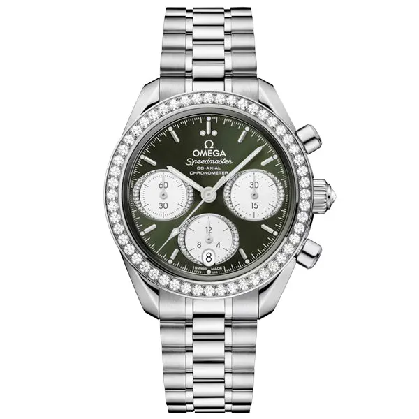 Omega Speedmaster 38, 38mm, Green on Steel Bracelet - 324.15.38.50.60.001