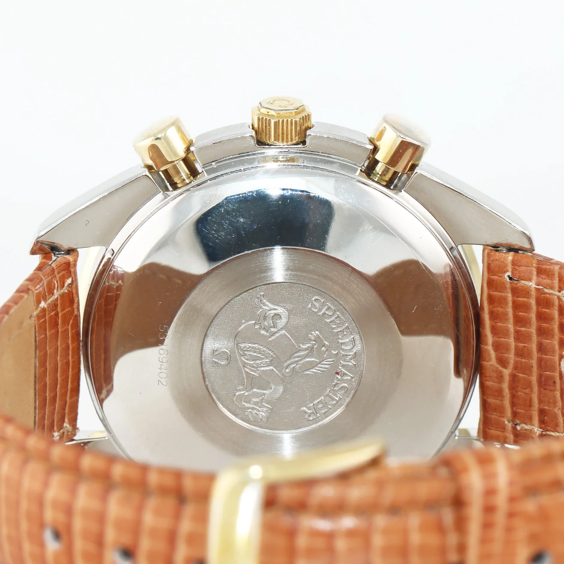 Omega Speedmaster Date Chronograph Two-Tone White Dial 175.0033 Watch Box Papers
