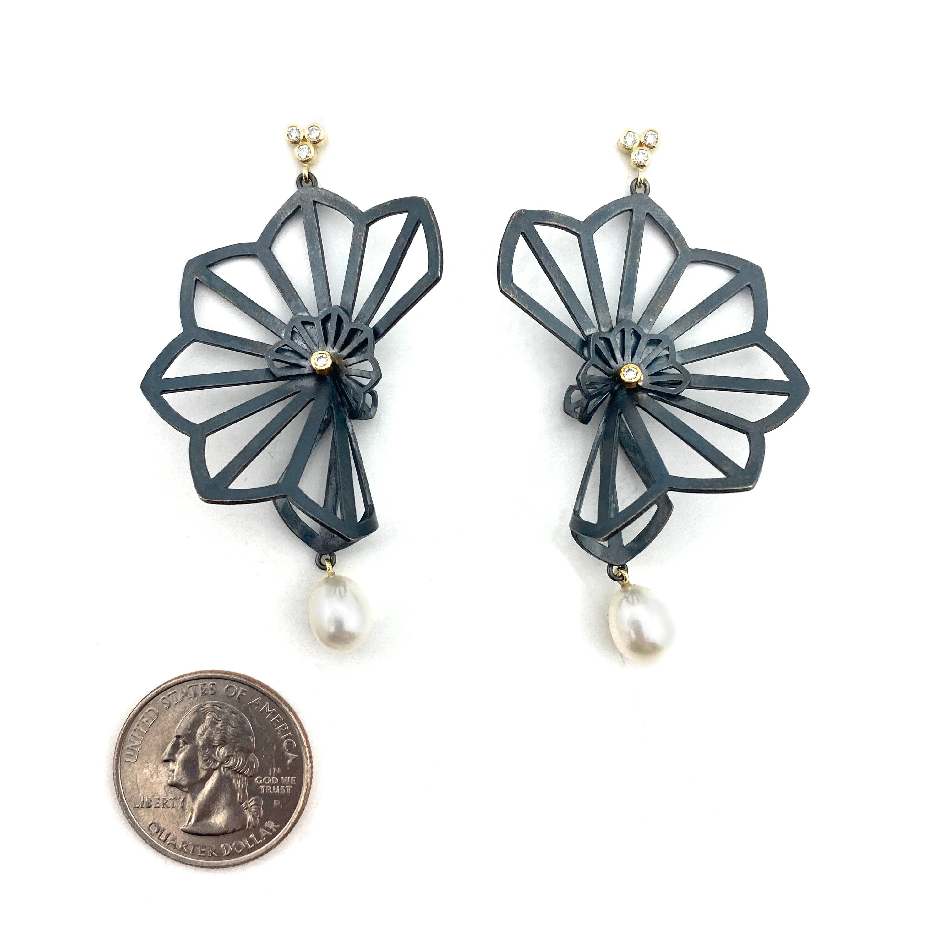 One of a Kind Hyacinth Fold Pearl Earrings
