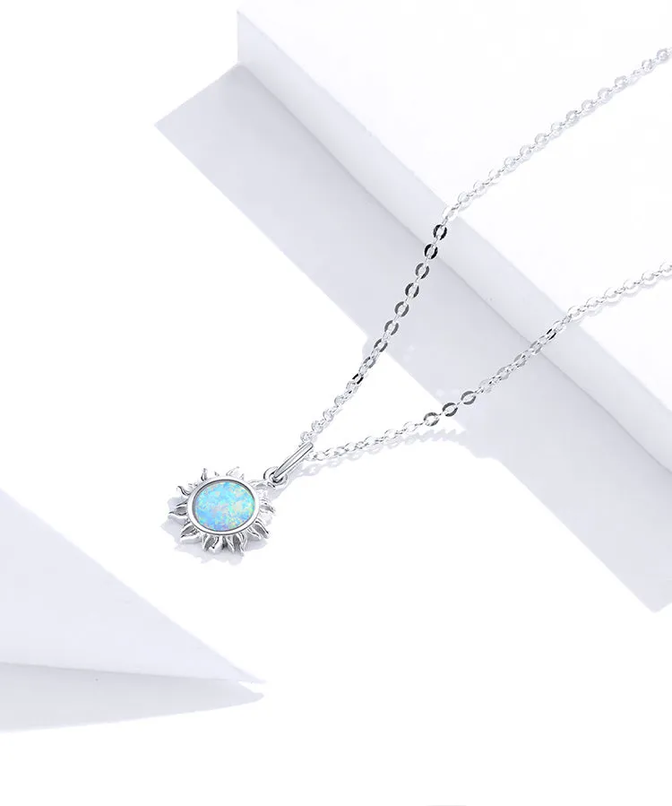Opal Sun Pendant Necklace
