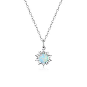 Opal Sun Pendant Necklace