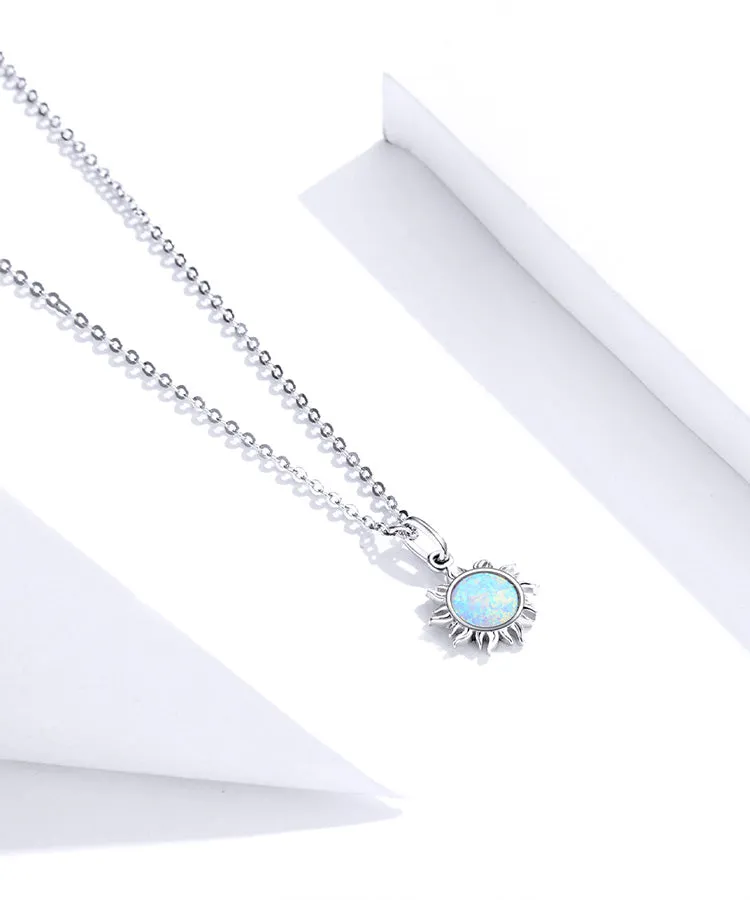 Opal Sun Pendant Necklace