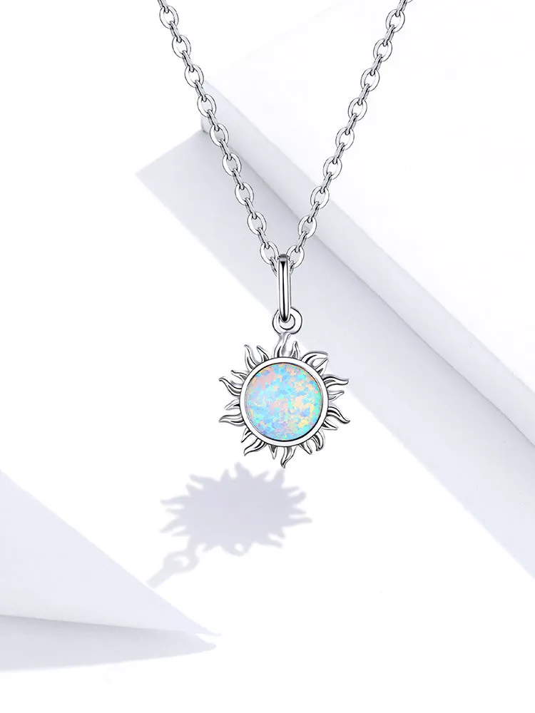 Opal Sun Pendant Necklace