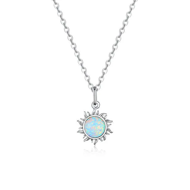 Opal Sun Pendant Necklace