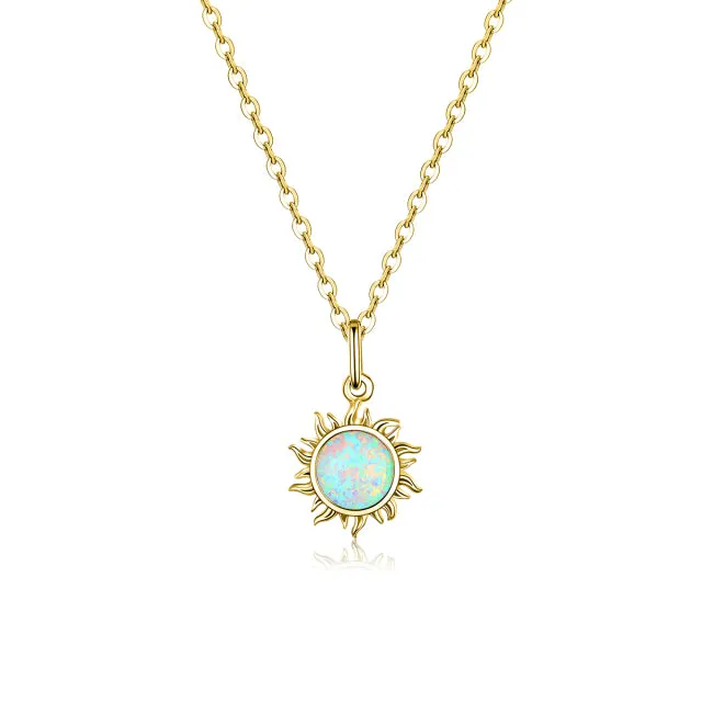 Opal Sun Pendant Necklace