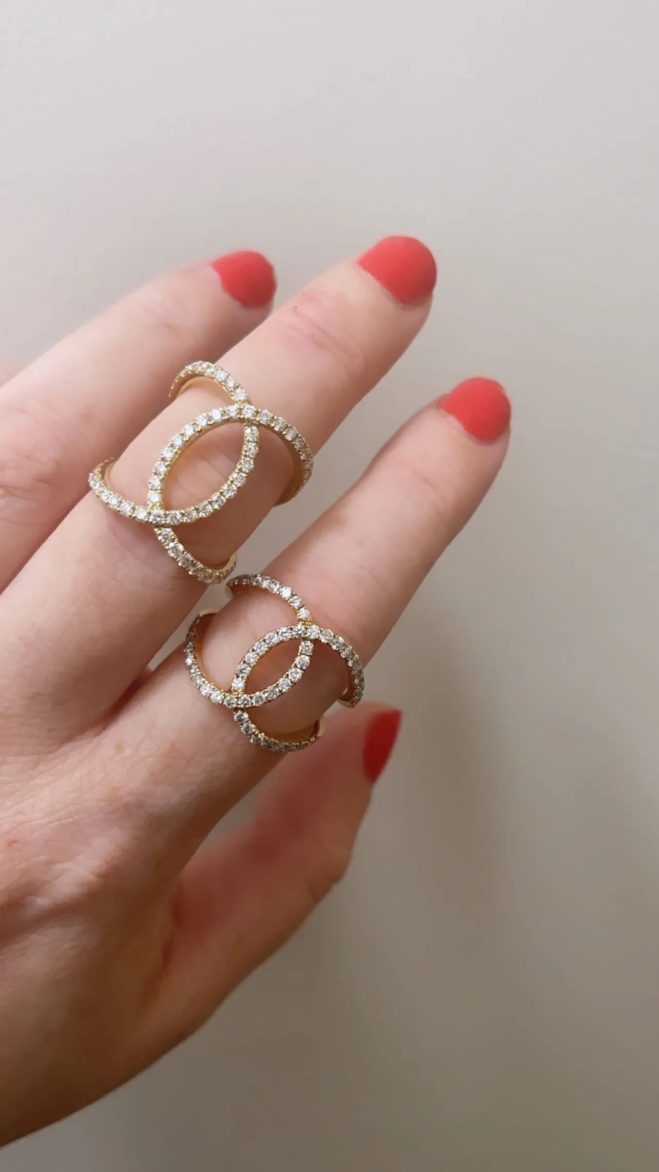 Open Interlocking Diamond Ring